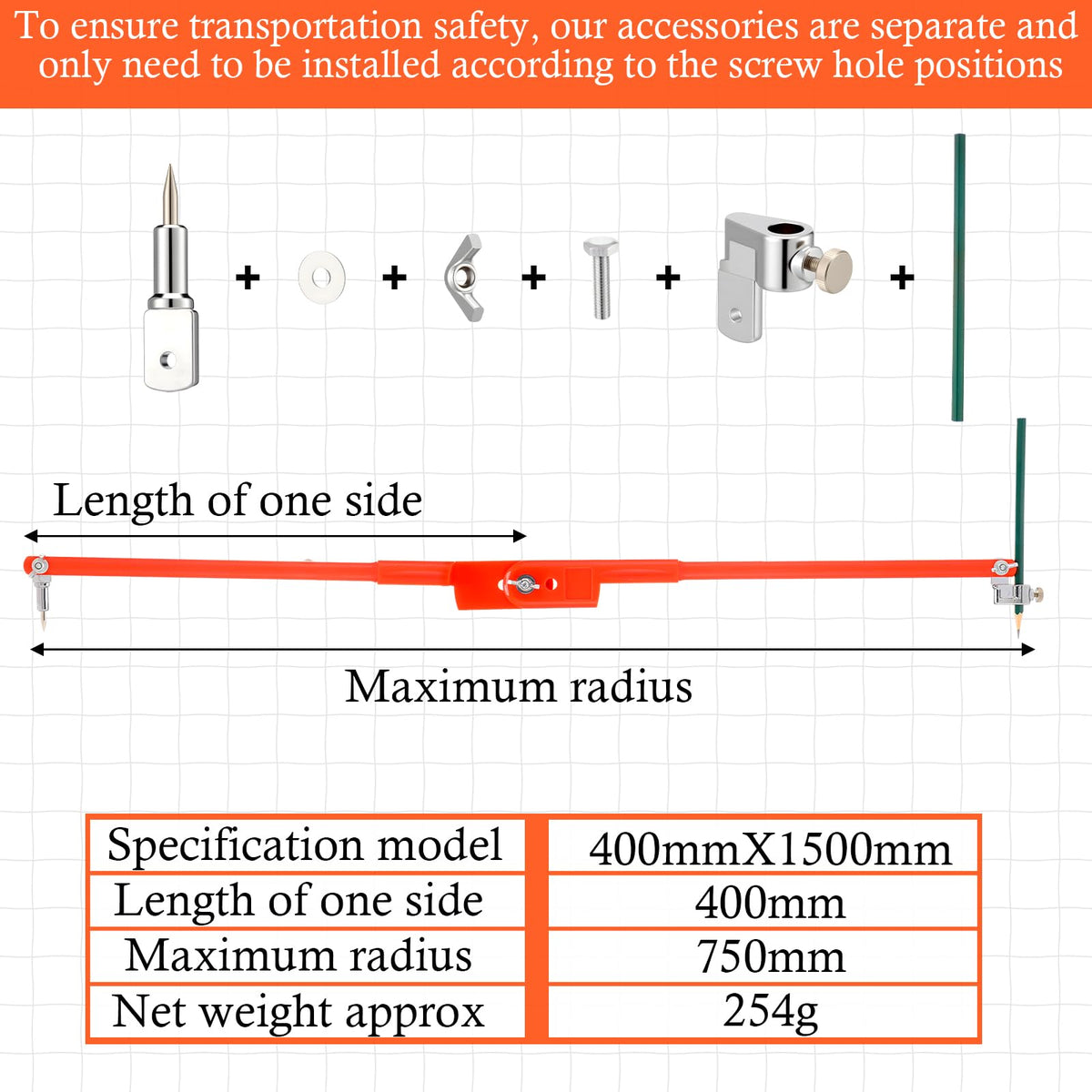 Sabary 15.7 Inch Professional Large Compass with Pencil Holder Woodworking Compass Pencil Marking Carpenters Geometry Tool Circle Maker for Geometry Drafting Art Drawing Circles
