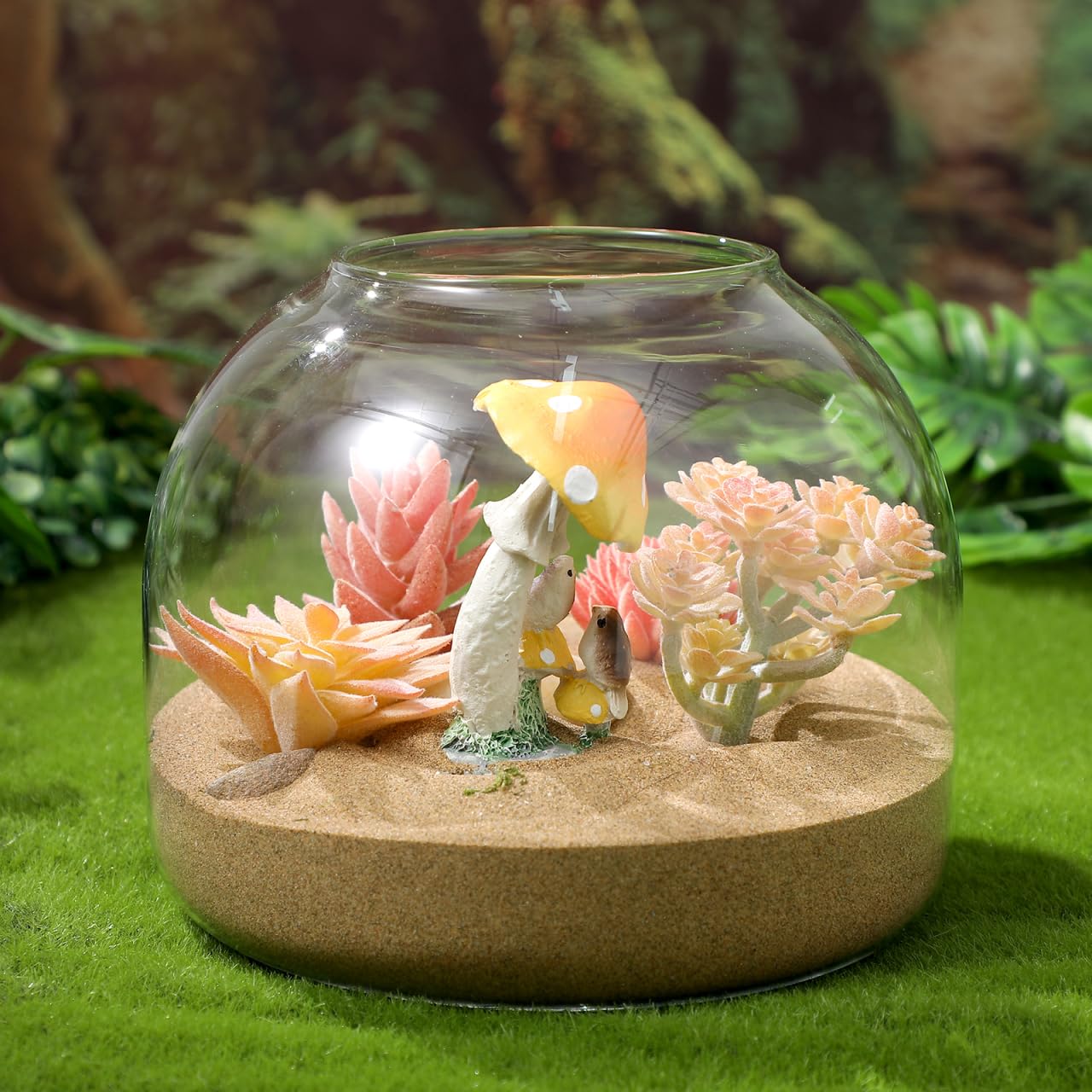 Glass Terrarium Jar with Cork Lid, Clear Container for Micro Landscape Hydroponic Plants Succulents, Self Sustaining Ecosystem DIY Decor, 5.9x5.3 Inches (Empty Jar)
