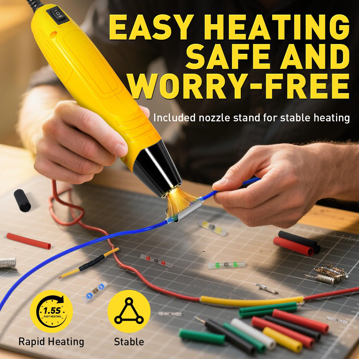 haisstronica Mini Heat Gun 350W+haisstronica 520PCS Marine Grade Heat Shrink Wire Connectors