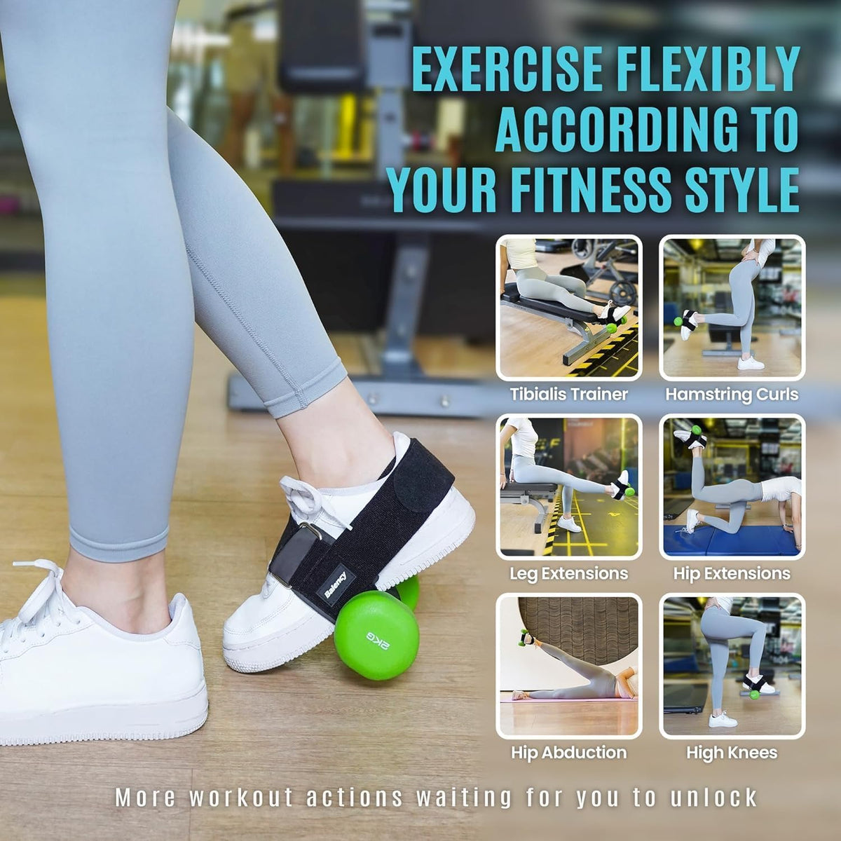 Dumbbell Foot Attachment for Leg Workout, Dumbbell Attachment Straps, Tibialis Trainer, Ankle Straps for Dumbbells, Dumbbells Foot Strap for Weight Lifting,Shin Splint,Hamstring Curls,Leg extensions