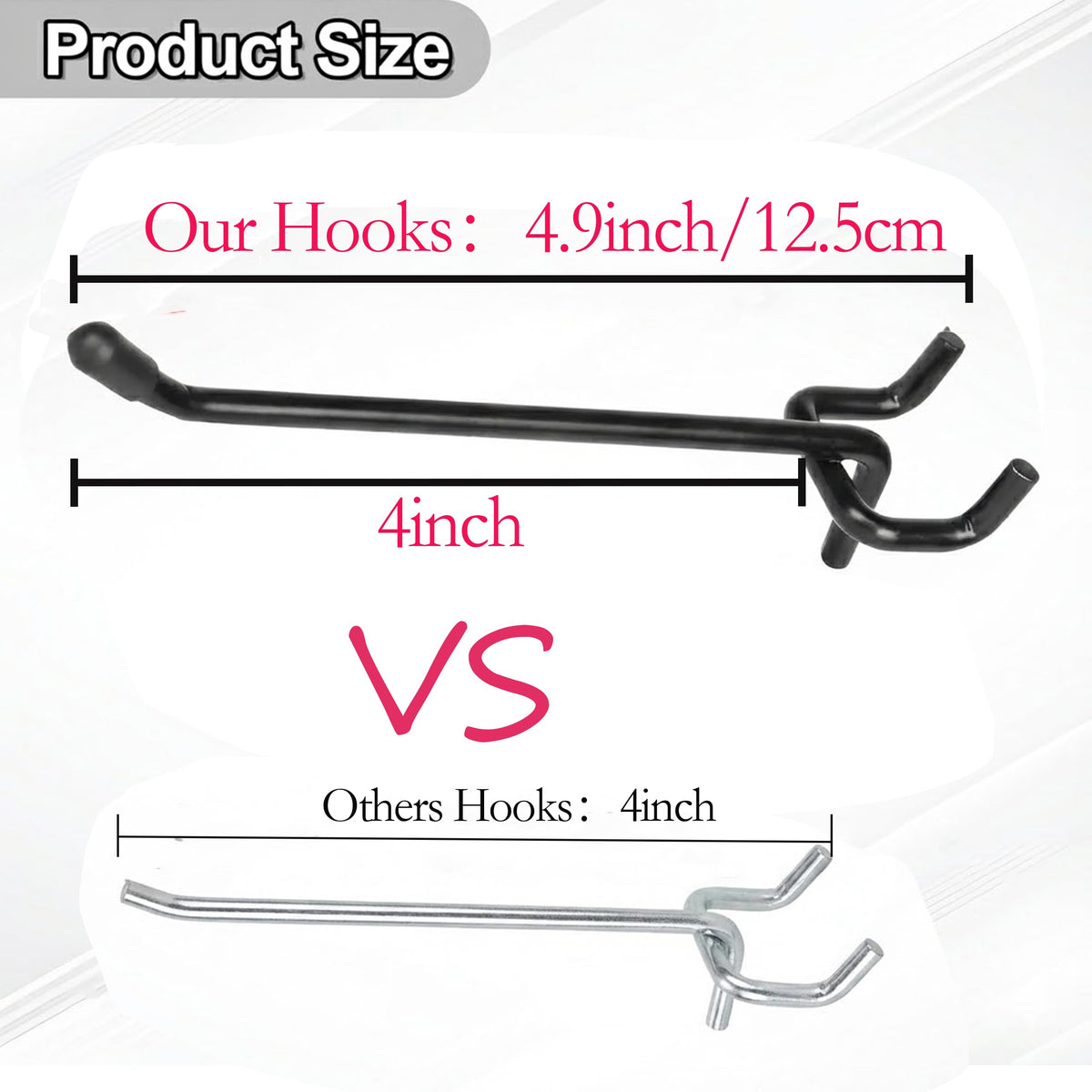 Hogurity 80 Pack 4 Inch Black Pegboard Hooks,Extra Thick 1/4" Heavy Duty Peg Board Hooks for Hanging, Pegboard Accessories for Garage, Kitchen, Gym, Store Wall Organizer
