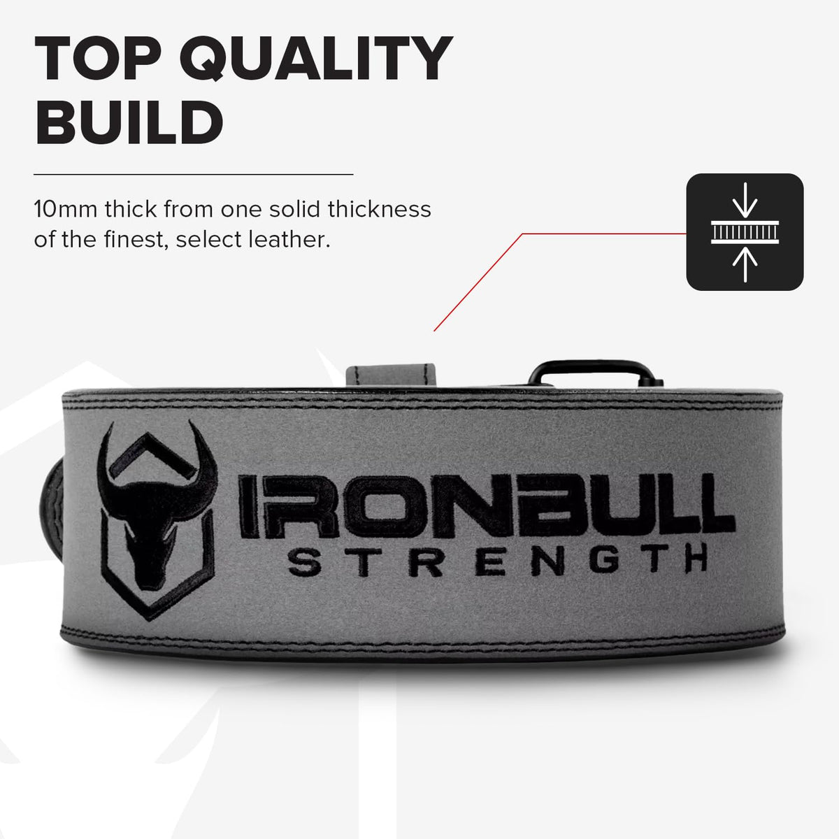 PowerLifting Belt/Weight Lifting Belt - 10mm Double Prong - 4-inch Wide - Advanced Back Support for Weightlifting and Heavy Power Lifting (Grey, XX-Large)