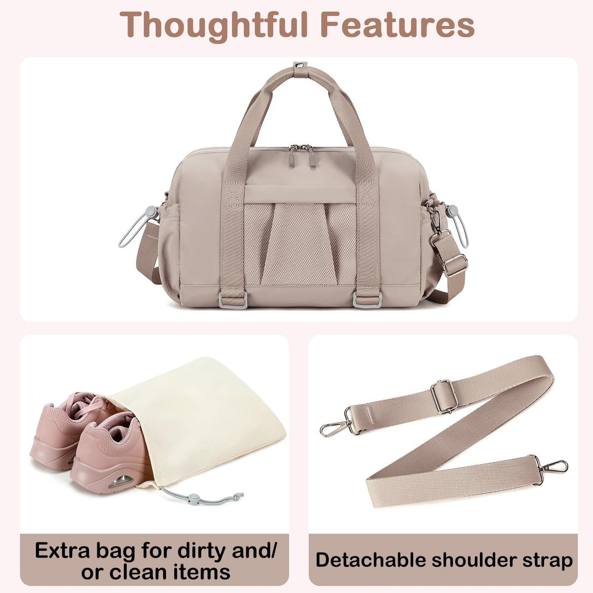 LEDAOU Small Gym Bag for Women, Mini Duffle Bag with Yoga Mat Holder Lightweight Carry On Sports Bag with Separate Shoe Pocket & Wet Pocket Duffel Bags Dance Yoga Workout Bag