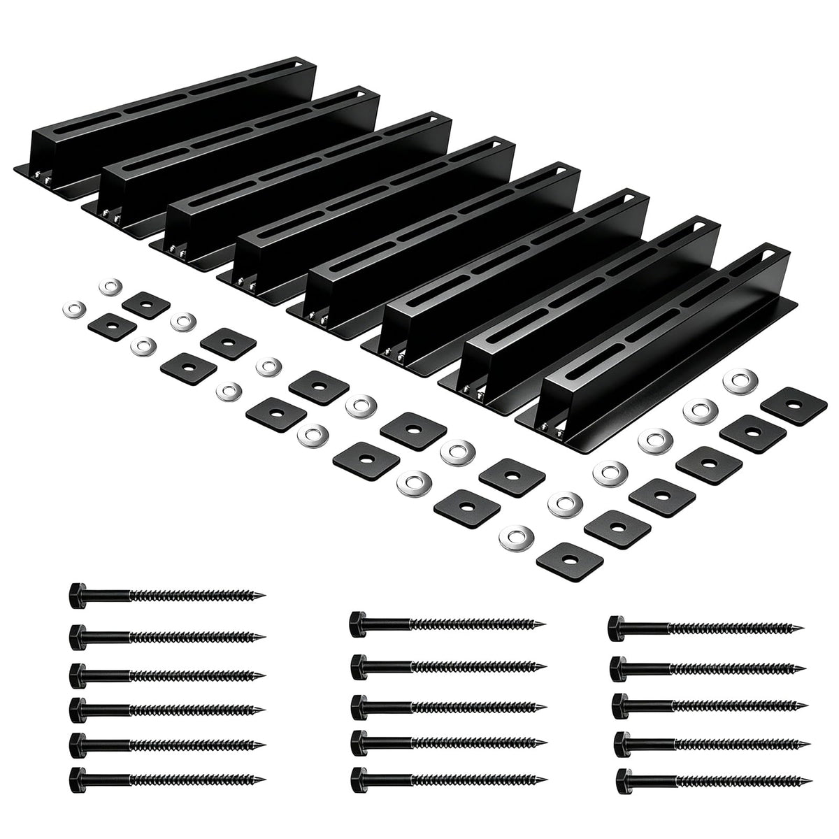 Dedomy Heavy Duty Garage Ceiling Storage Rack System, Overhead Bin Slide Track Rails for 7 Bins (8 Pack), Adjustable Tote Hanger, 176 Lbs Capacity Steel