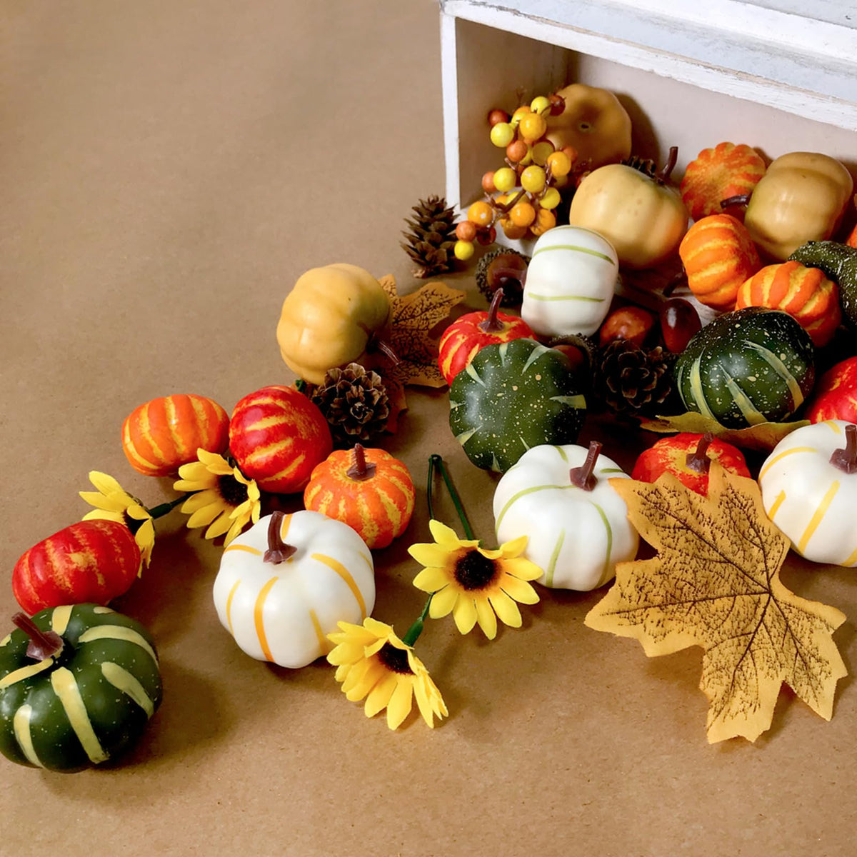 Winlyn 56 Pcs Assorted Mini Artificial Pumpkins Fall Harvest Pumpkins Foam Pumpkins Decorative Faux Pumpkins for Fall Wedding Halloween Autumn Holiday Thanksgiving Kitchen Table Bowl Filler Décor