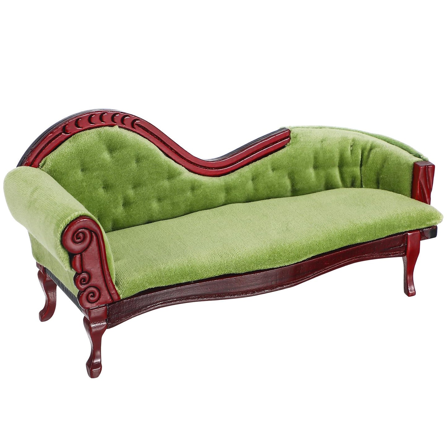 ABOOFAN 1:12 Scale Dollhouse Furniture, Victorian Miniature Couch with Carved Wood Frame, Miniature Sofa for Dollhouse Living Room Display