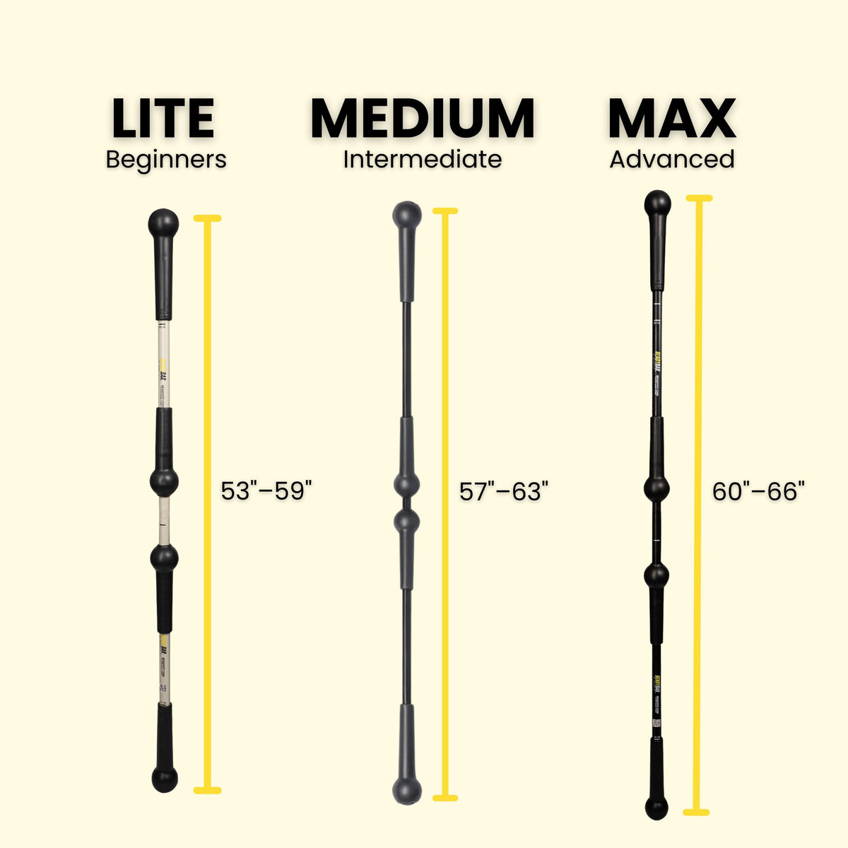 BENDYFIT BendyBar Flexible Weighted Resistance Bar to Improve Joint Mobility, Core Strength & Balance, Adjustable Height 57-63" Medium Resistance (Up to 50 lbs)