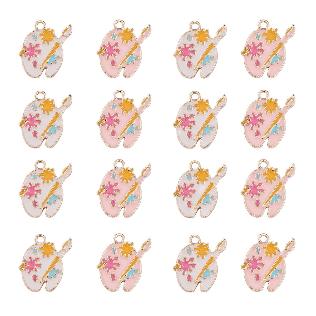 DanLingJewelry 40pcs 2 Colors Enamel Palette Cute Artist Paint Palette Dangle Charms with Loop for DIY Jewelry Making