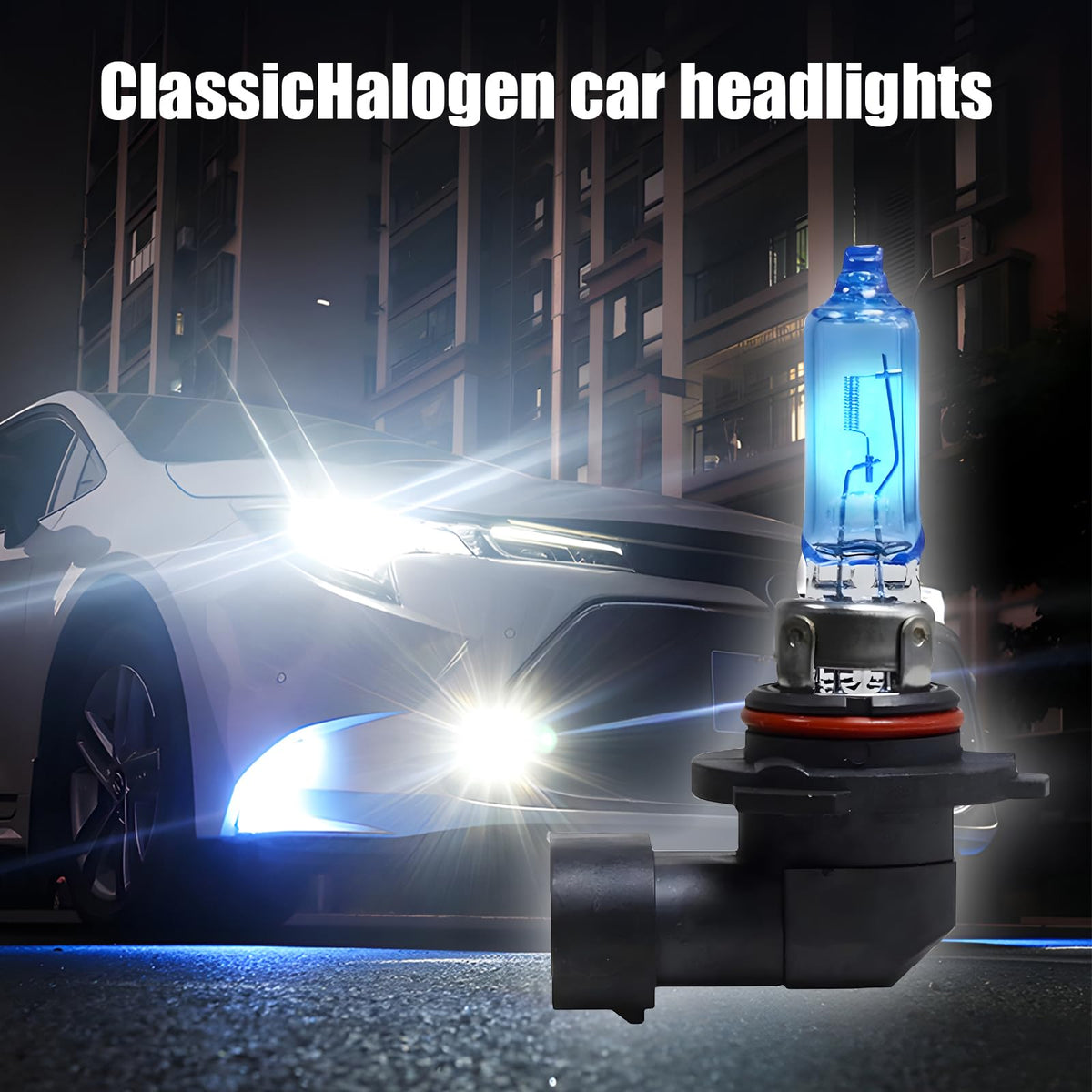 Flygun 9005 Car Halogen Bulbs, Ultra White Light, 12V 100W, 2 PCS, Glass, High Beam Low Beam, Universal Fit for Cars, Trucks, SUVs