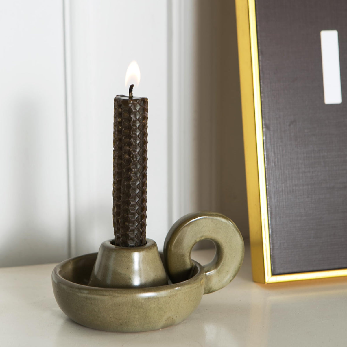 Kendiis Candle Holder Ceramic Candlestick Holder, Candlelight Stand for Spell Candles, Taper Candles, and Incense, Halloween Christmas Dining Room Home Decoration Display
