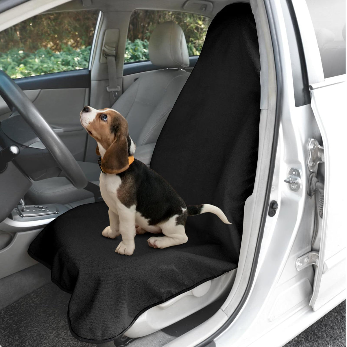 wuyaoyao Car Towel Seat Cover, Waterproof Terry Cloth Sweat Towel Seat Cover for Gym, Running, Swimming, Beach and Hiking, Washable & Non-Slip Seat Towel Protector for Car Truck Van SUV (Black)