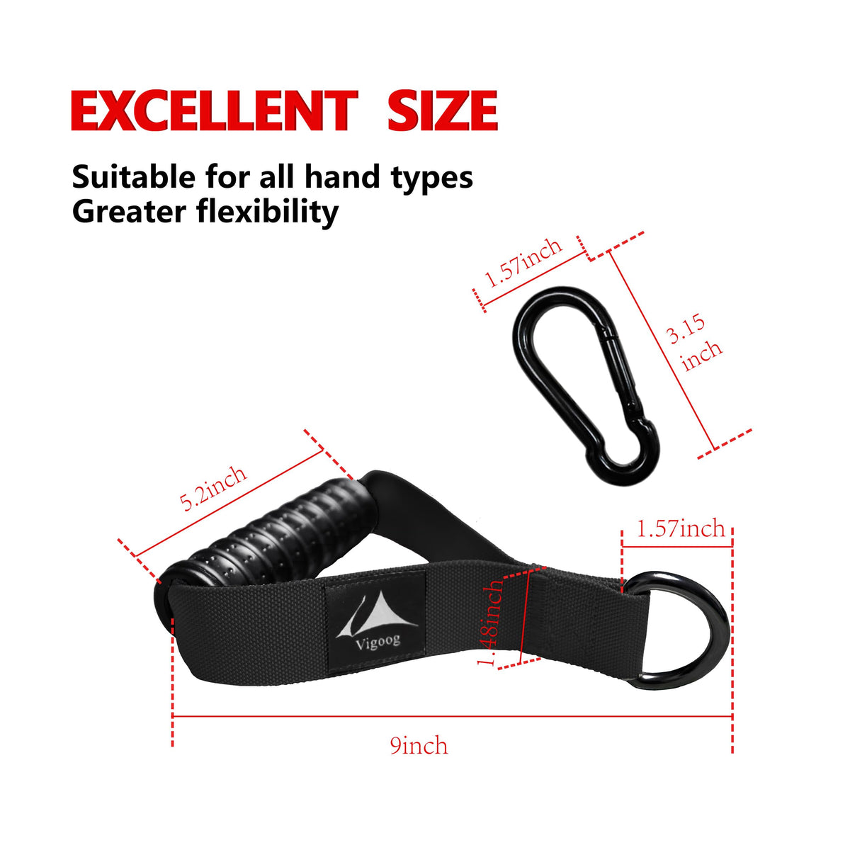 Vigoog Heavy Duty Gym Workout Handle Attachments - Powerful, Comfortable & Anti-Slip Rubber Exercise Grips for Cable Machines, Pulley Systems and Other Fitness Equipments (Carbon Black W)