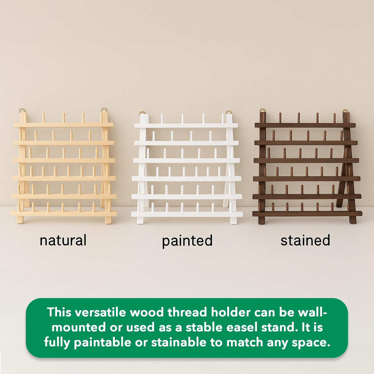 Mandala Crafts Sewing Embroidery Thread Holders Thread Stands - 60-Spools Natural Thread Rack Organizer - Braiding Hair Rack Braiding Rack Stand for Hair Extension Divider