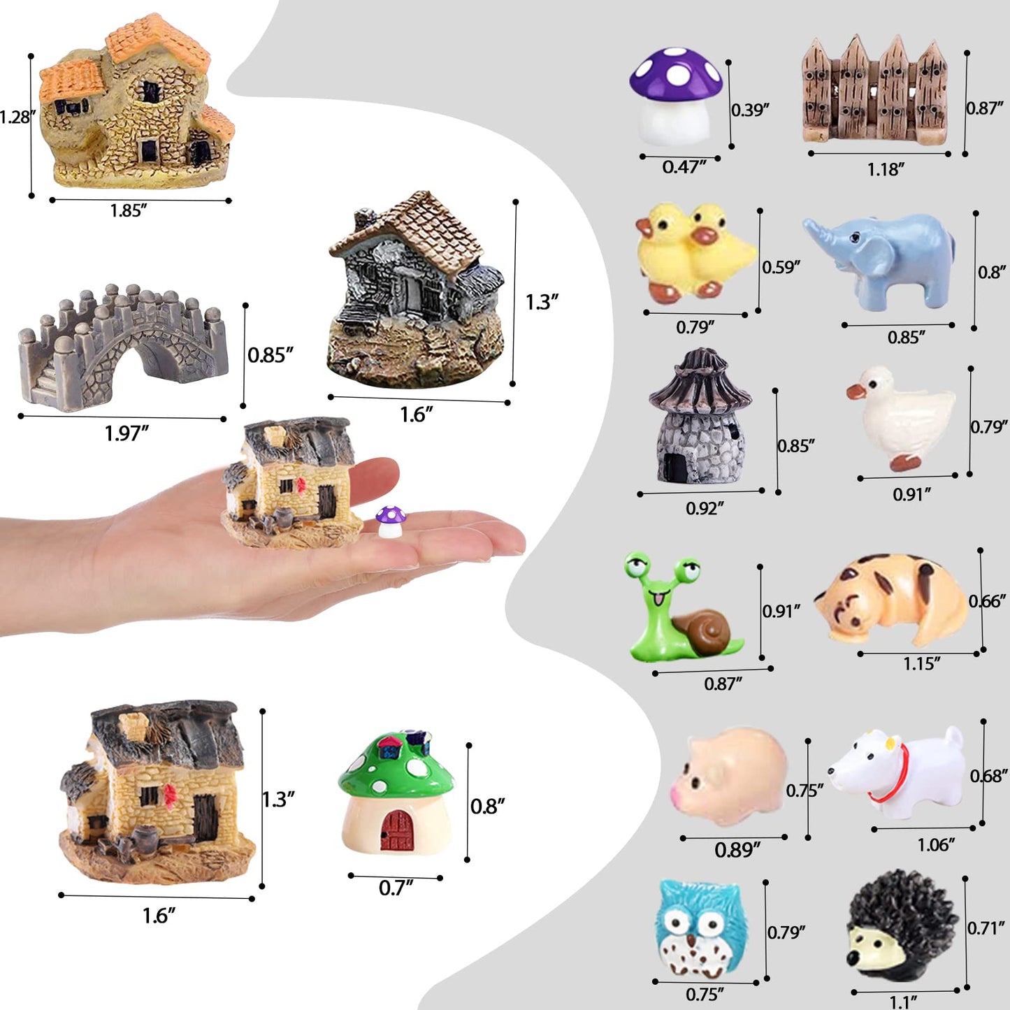 105 Miniature Fairy Garden Accessories, Fairy Garden Kit, Fairy Garden Animals, Miniature Figurines, Micro Landscape Ornaments Kit, Garden DIY Kit for Dollhouse Decoration Plant House Decor