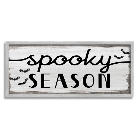 'Spooky Season Sign Black Bats Halloween Phrase'| Framed Giclee Art