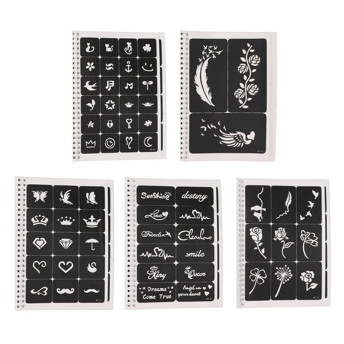 Out Design Stencil Kit, 97 Patterns, Reusable, Glitter Airbrush for Body Art