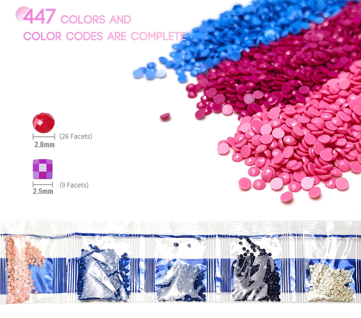 113 Colors Diamond Painting Beads 22600 Pieces 5D Round Drills Gem for Diamond DIY Art Accessories (Color Codes 150 to 581)