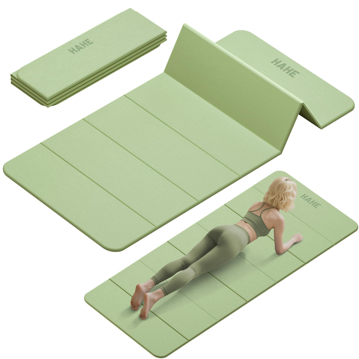 Foldable Yoga Mat,74"Lx32"Wx1/3"Thick,Folding Exercise Mat,Non-slip Wide Pilates Mats for Home Workout/Travel, Portable Yoga Mat Thick for Yoga/Pilates/Camping/Floor Exercises