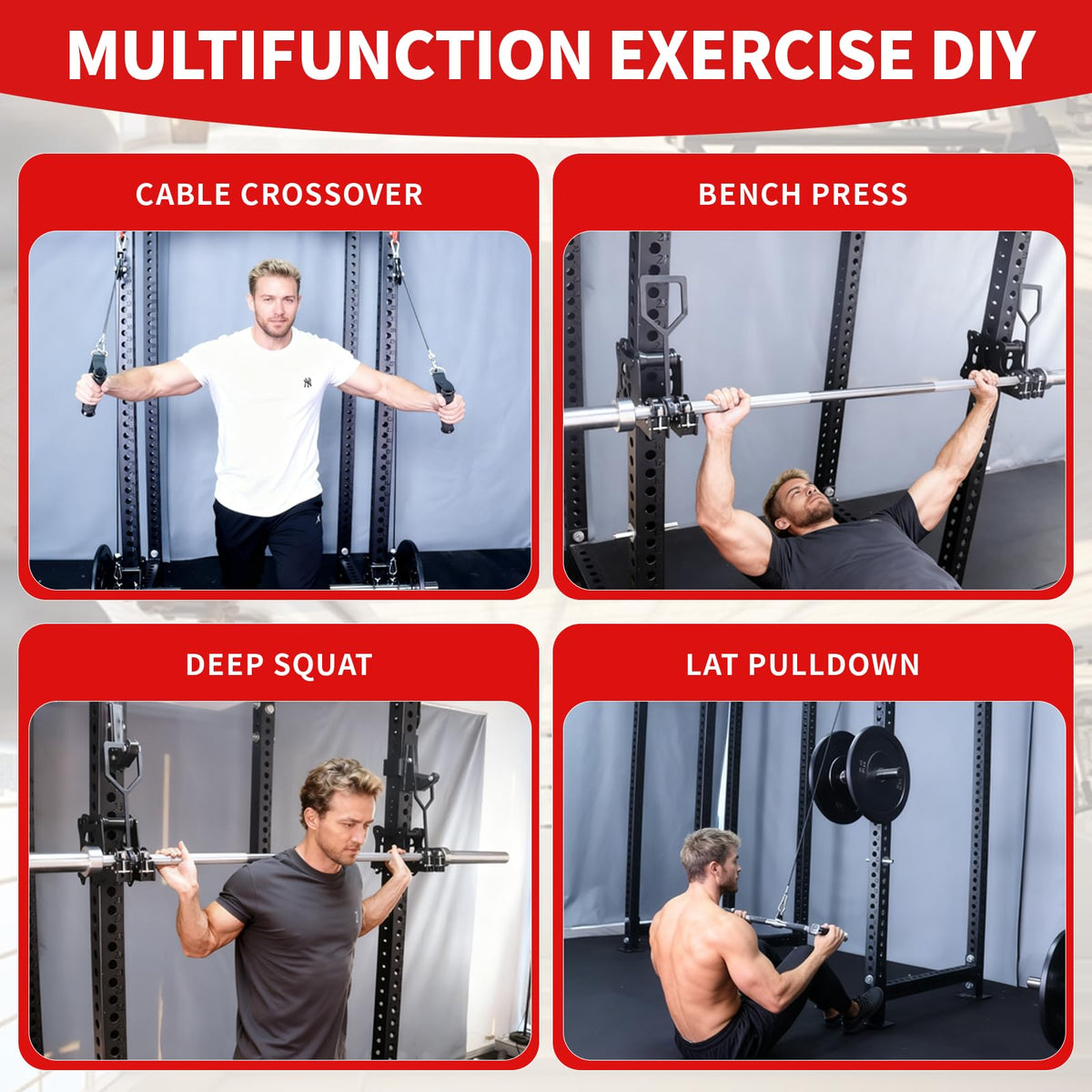 AHTAPFON Upgrade Smith Machine Attachments for Cable Machine Attachment,Cable Pulley Attachment for Power Rack Attachments,Squat Rack Attachments for Cable Crossover Deep Squat LAT Pull Down