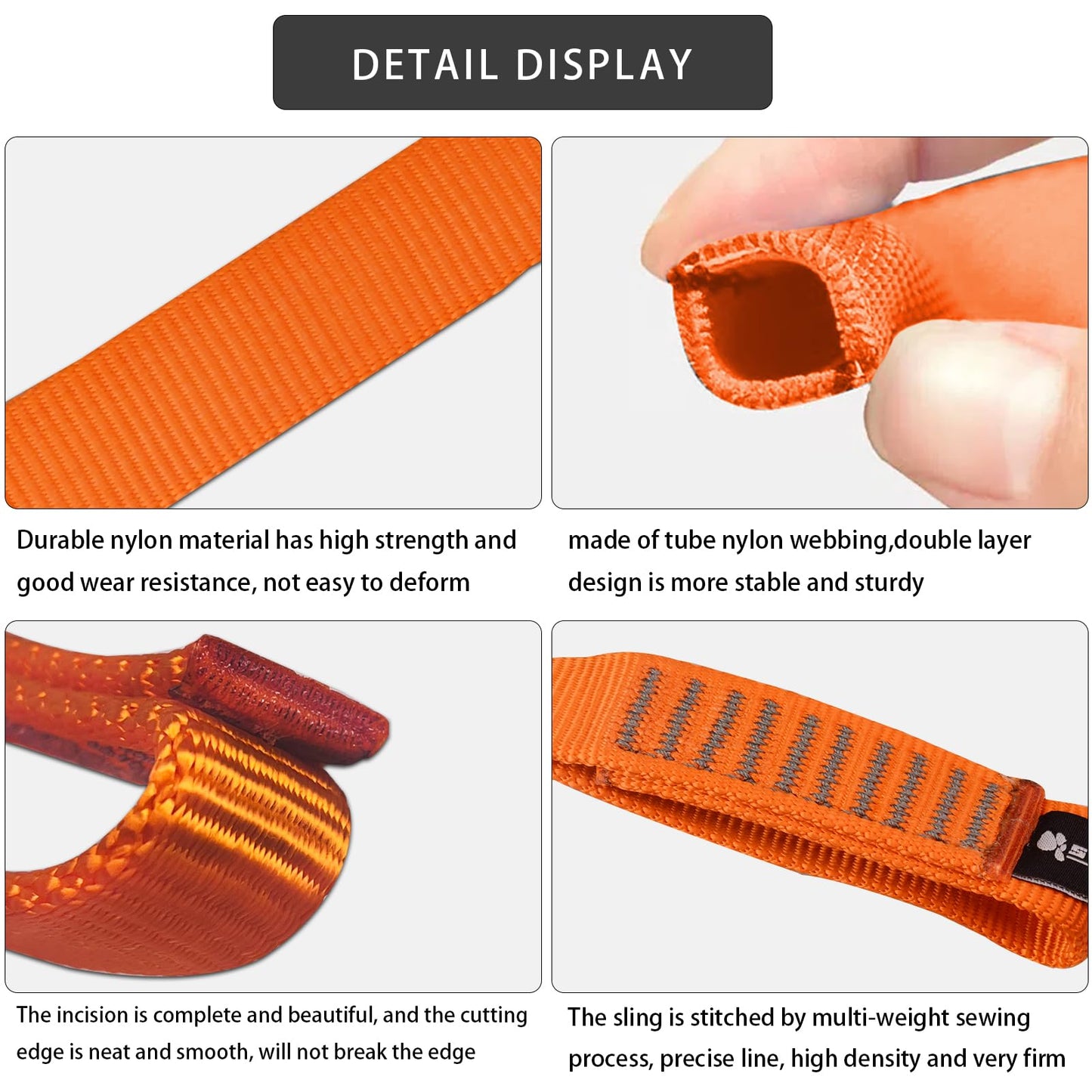 SEPEAK 25mm Nylon Tubular Webbing 1-Inch, 29kN/6520lbs, UIAA Certified Webbing Straps for Rappelling,Climbing,1pc,48inch,Orange