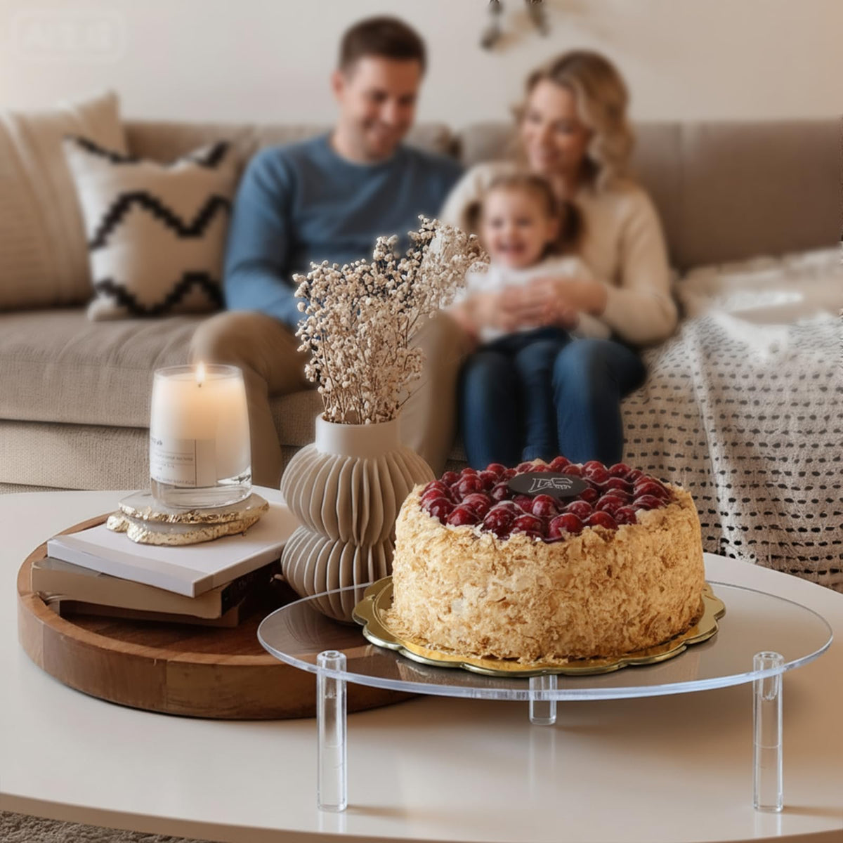 4 Pcs Round Acrylic Display Riser Clear Round Stands Pedestal Riser Board for Cake Plant Dessert Jewelry Collectibles Cupcakes Figures Organizer Home Decor Wedding Birthday Party(5'', 6'',8'',10'')