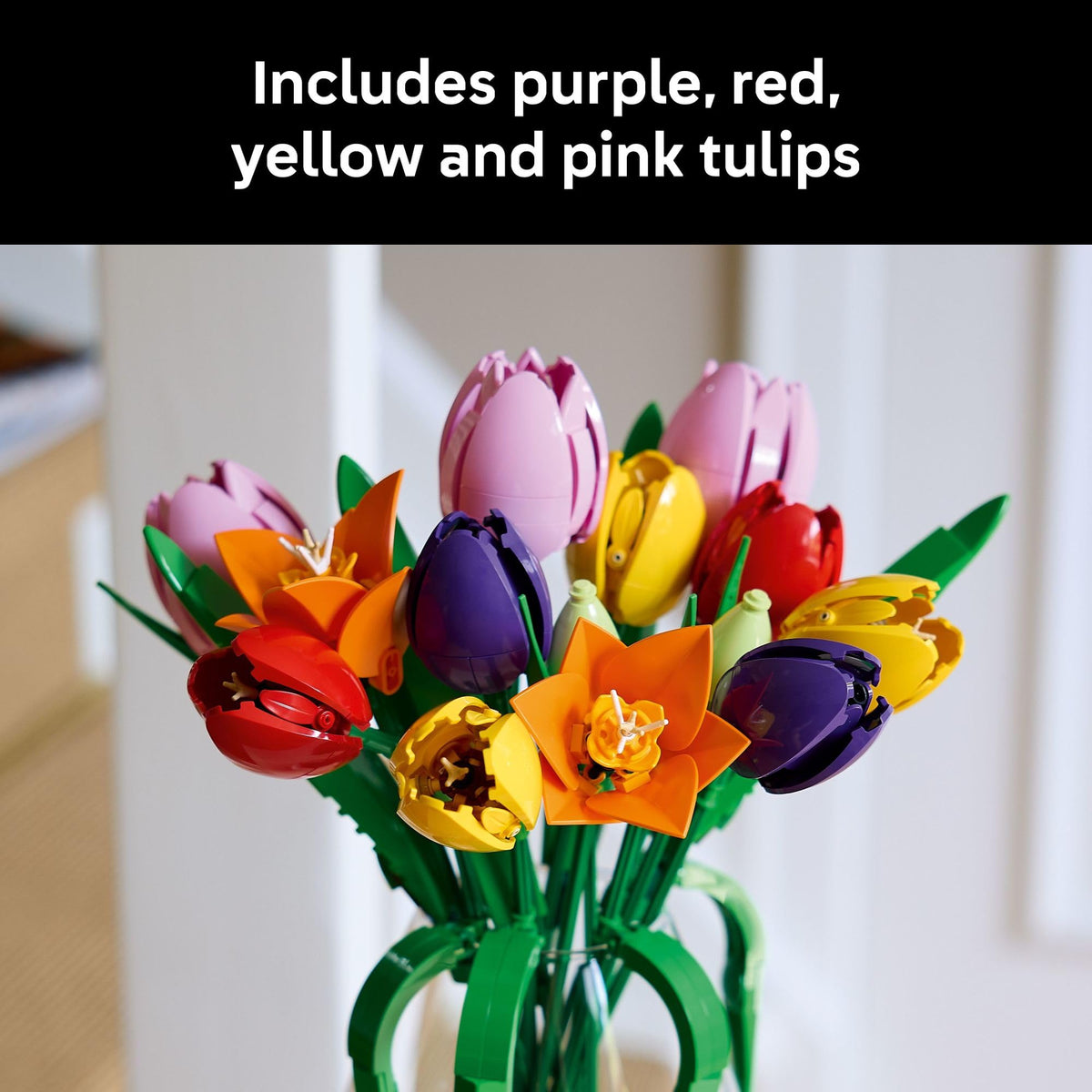 LEGO Botanicals Tulip Bouquet Building Set for Adults - Gift for Birthdays - Bedroom, Book Shelf & Office Decor for Women & Men, Ages 18+ - Artificial Flowers Crafting Kit - 11501