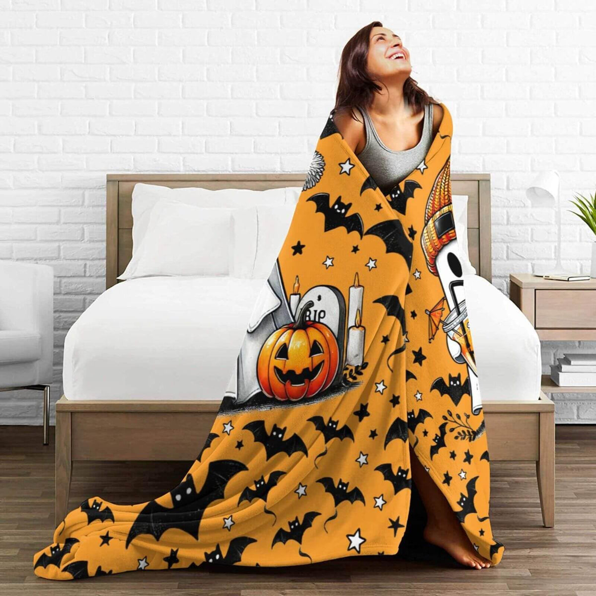 Halloween Blanket for Women Men, Haunted Halloween Themed Design Printed Throw Blankets for Teens Adults Lap, Chair Sofa, Warm Soft Cozy Blanket, 50"x 60"