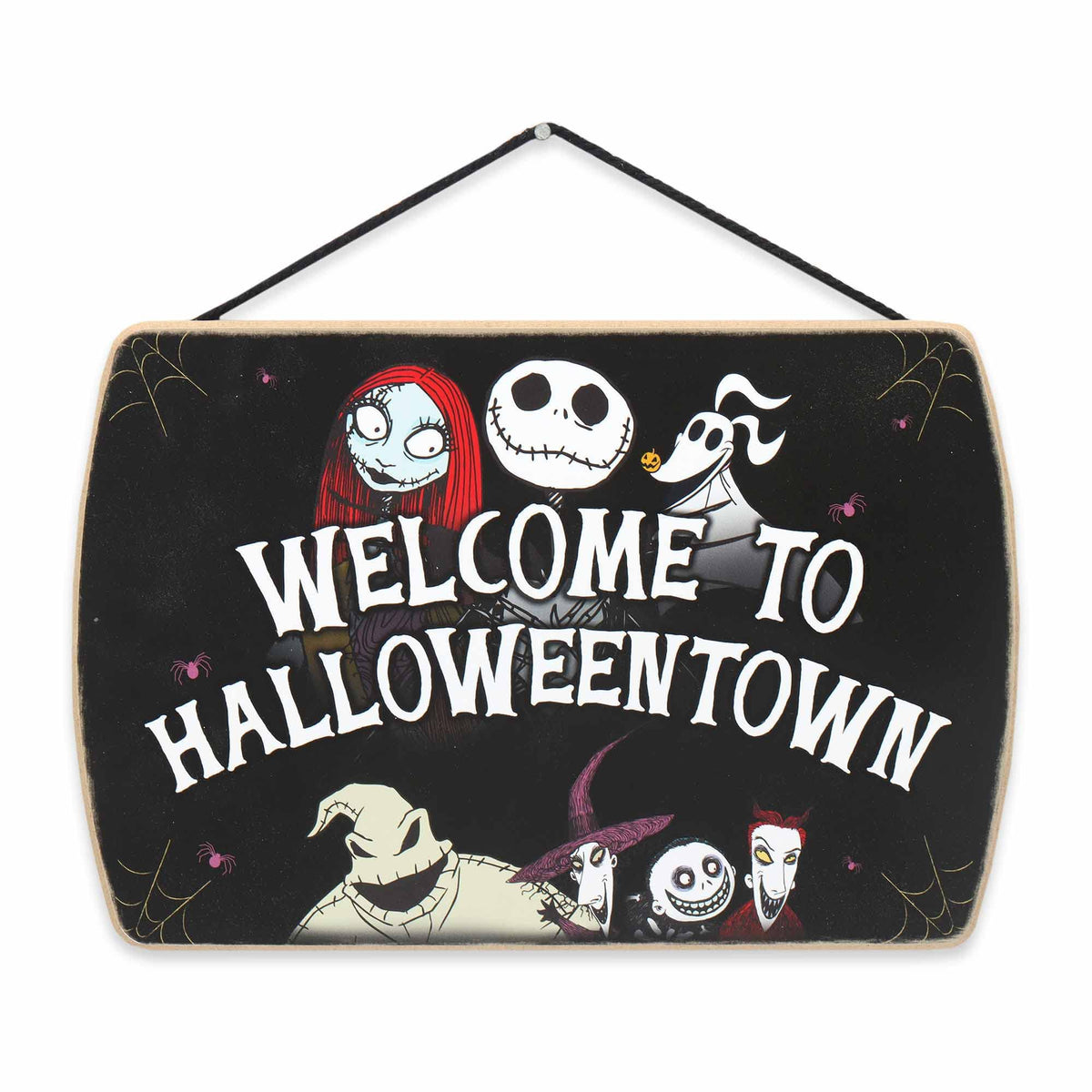 Disney The Nightmare Before Christmas Welcome to Halloween Town Hanging Wood Wall Decor - Fun Halloween Sign for Home