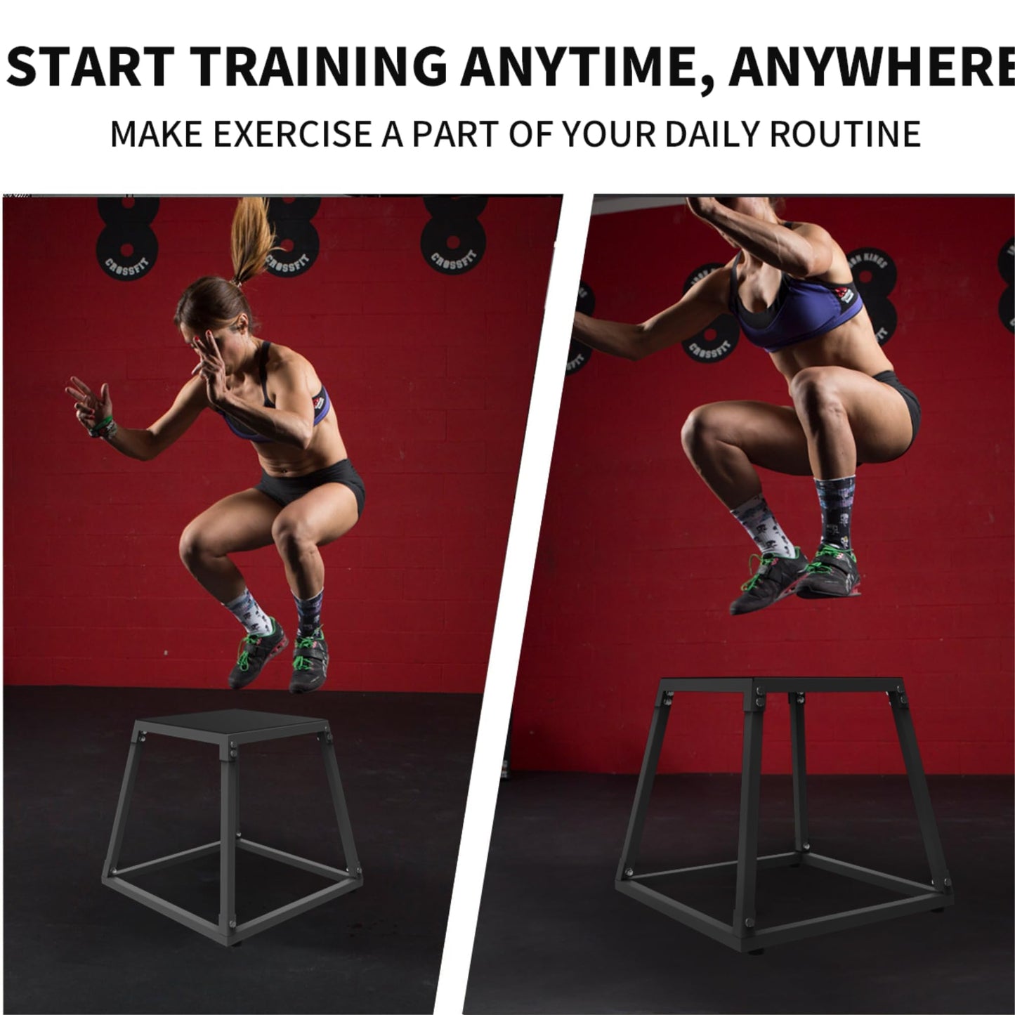 Garvee 12 Inch Steel Plyo Box for Exercise, Plyometric Jumping Box Metal Exercise Step Up Box with Anti-Slip Surface for Home Gym Training,Single and Set,Red