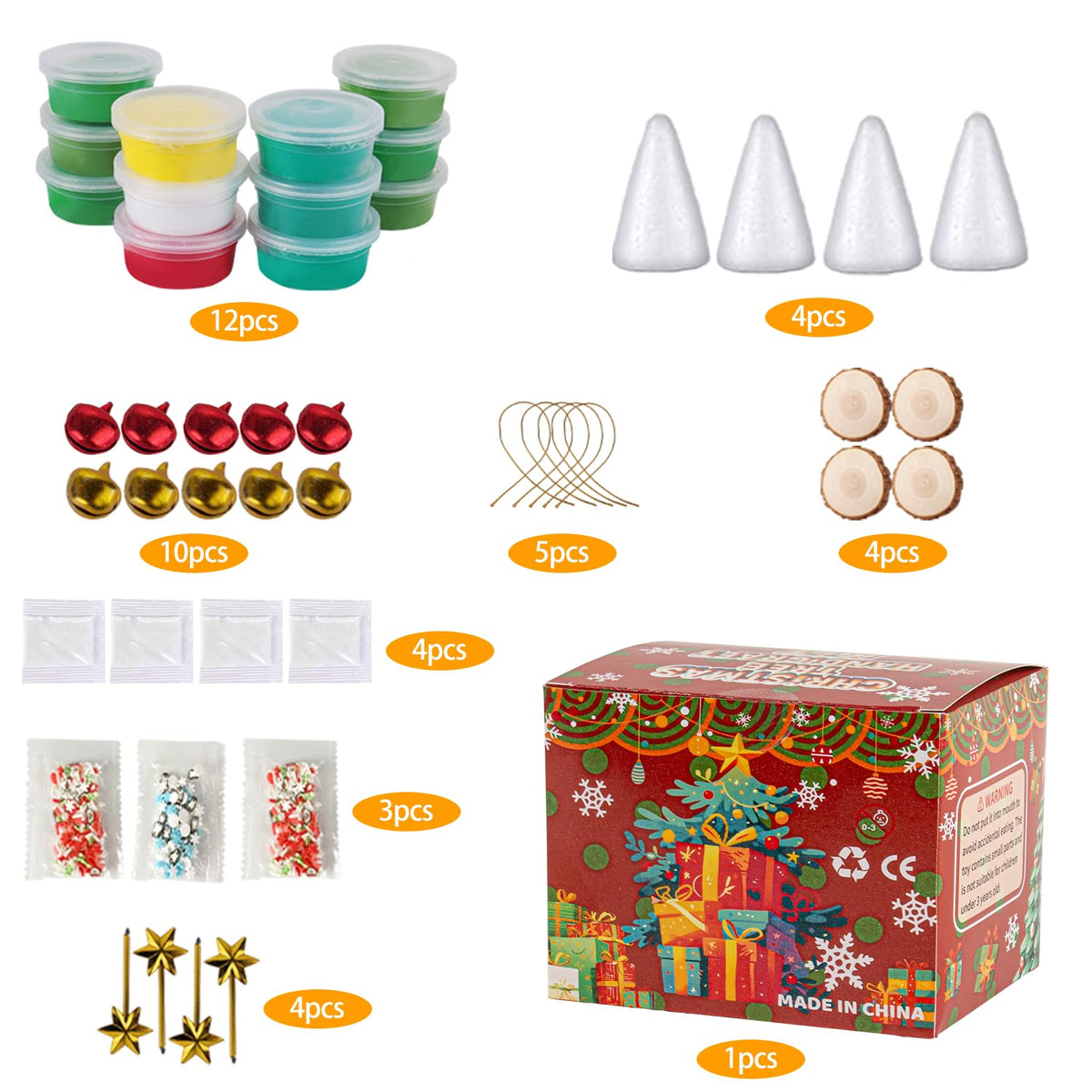 LAHAND Christmas Trees Crafts Sets，Air Dry Clay Kits for Kids，Modeling Clay Christmastree DIY Sets,Christmas Stocking Stuffers Perfect for Winter Children's Holiday Party Decoration Gifts