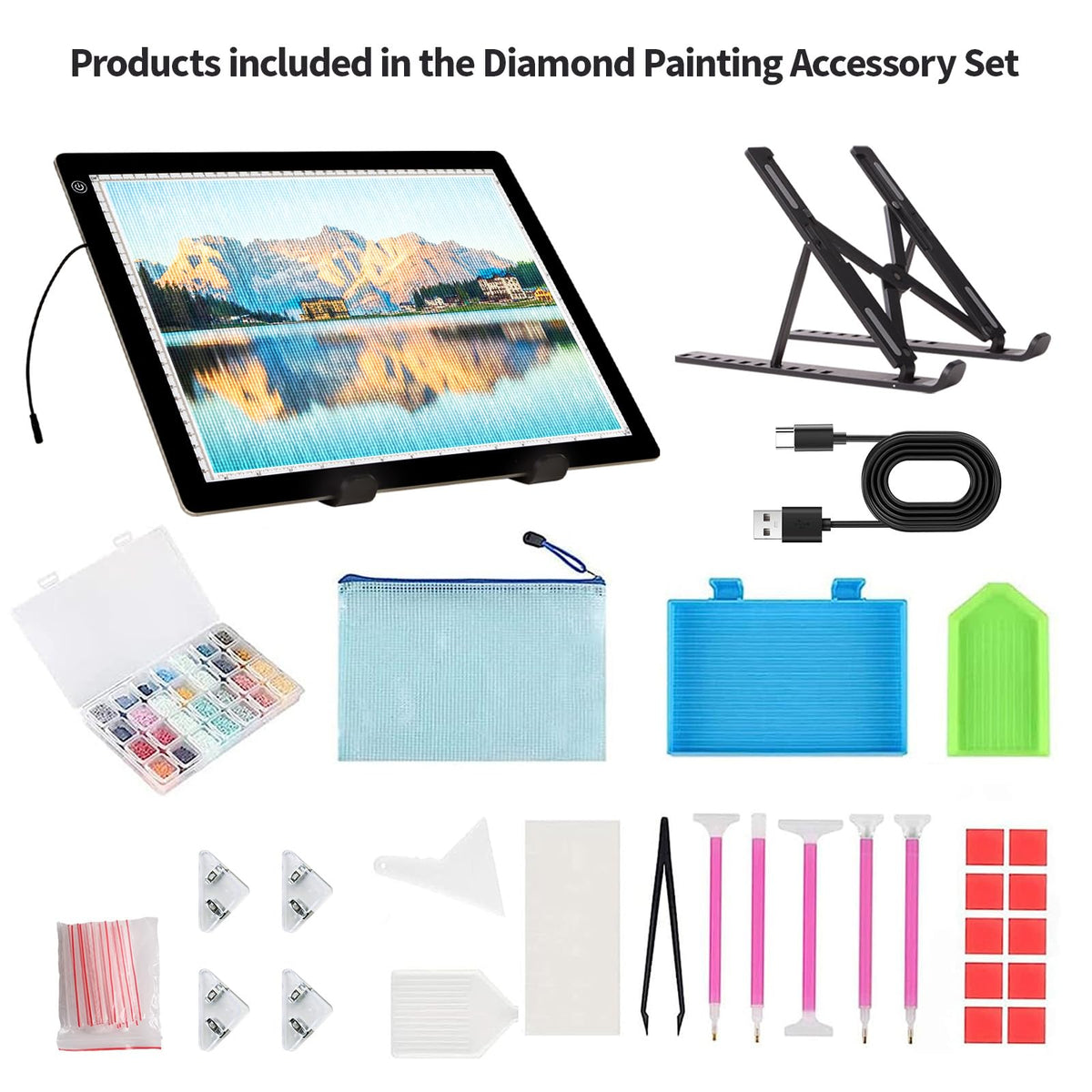 A4 Light Board for Diamond Painting - Tracing Light Box with Stand, Stepless Dimmable 3 Levels Brightness Light Pad, Ultra-Thin LED Light Pad for Weeding Vinyl, Drawing, Diamond Painting