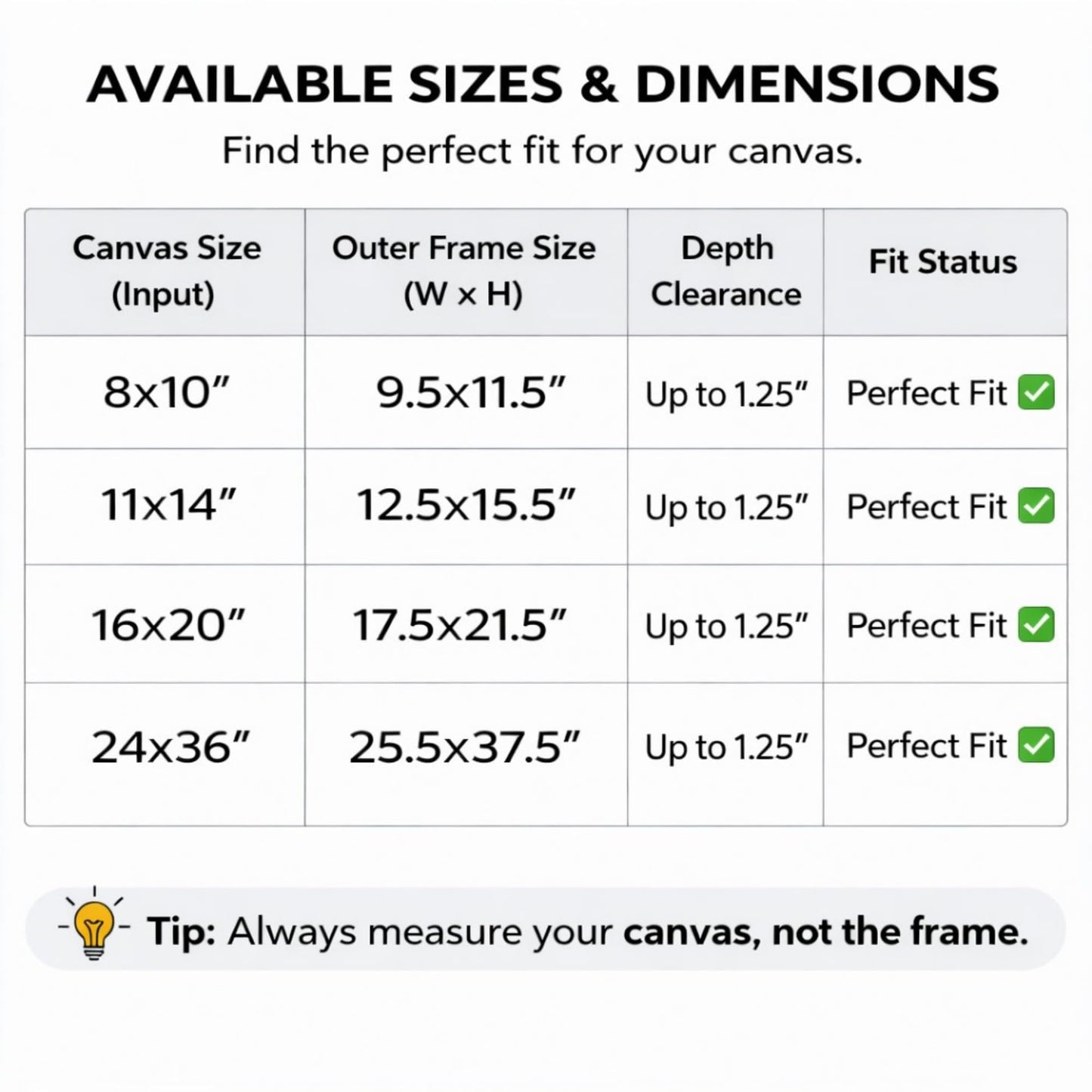 B.B.F MAKE Premium Canvas Floating Frame - 1.25" Gallery Depth Floater Frame with Faux Wood Grain PS Finish, Handcrafted in USA for Wall Art (Black 8x8)