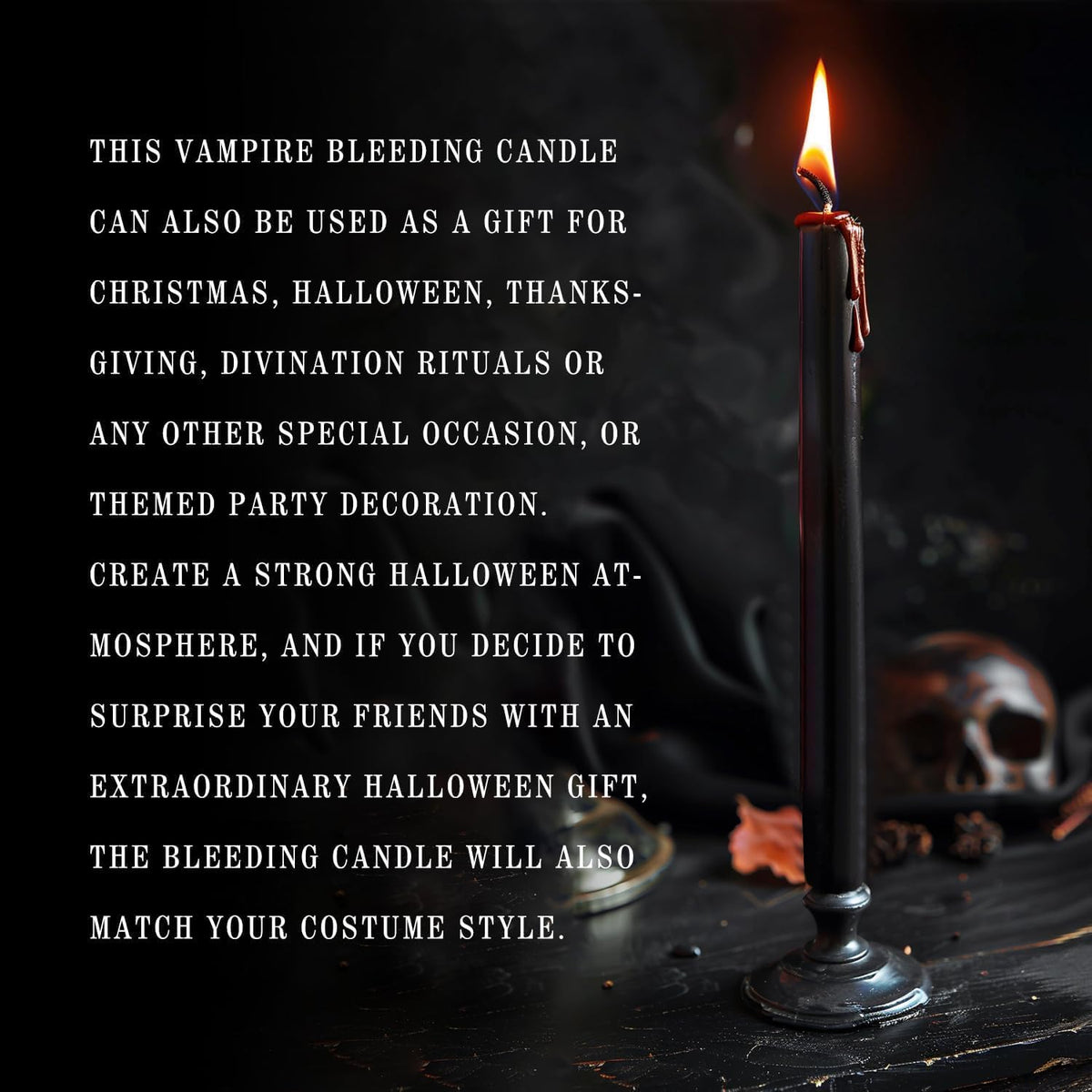 12PCS 10-Inch Black Bleeding Taper Candles,Vampire Tears Taper Candles- Unscented Candle Pack Ideal for Halloween, Christmas, Rituals, and Themed Party Decor.