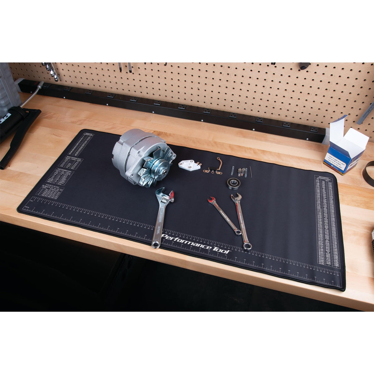 Performance Tool W88977 Neoprene Mat with Ruler and Reference Charts, Chemical Resistant, 16-Inch x 35.75-Inch, Protects Work Surface from Solvents and Oils