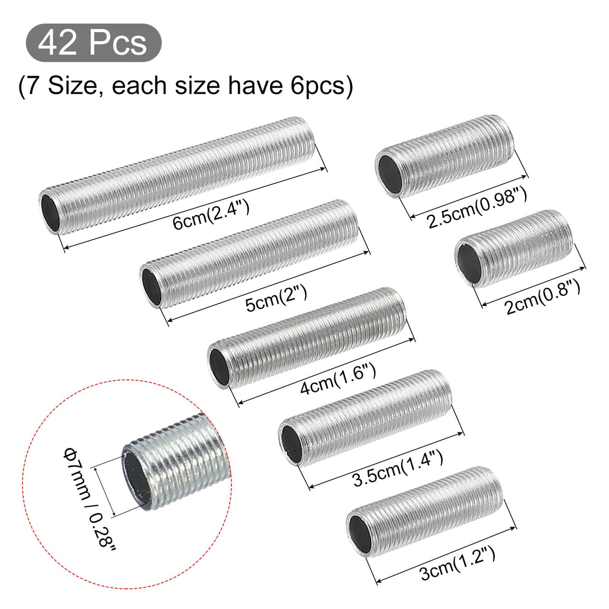 MECCANIXITY Lamp Pipe Kit with Lock Nuts Teeth Washers 1/8IP Thread Fasteners Assortment for Chandelier Ceiling Light Repair Assembly DIY Hardware, Pack of 126