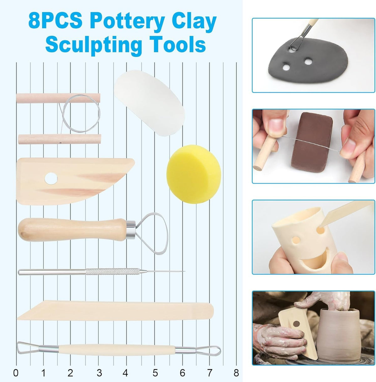 Wolwefa Pottery Clay, Natural Air Dry Clay, 5.5lbs Modeling Clay with Pottery Sculpting Tool Set, All-Purpose Clay Sculpting Kit - Yellow