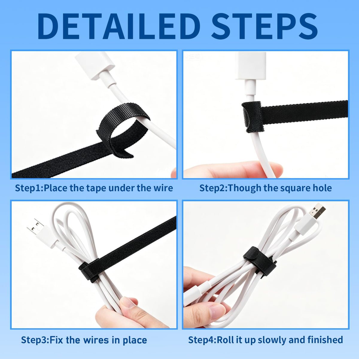 NIOPELO 100PCS Hook and Loop Straps - 6 Inch Reusable Cable Ties for Cable Management, Adjustable Cord Organizer Hook & Loop Straps for Home, Office and Data Centers, Black