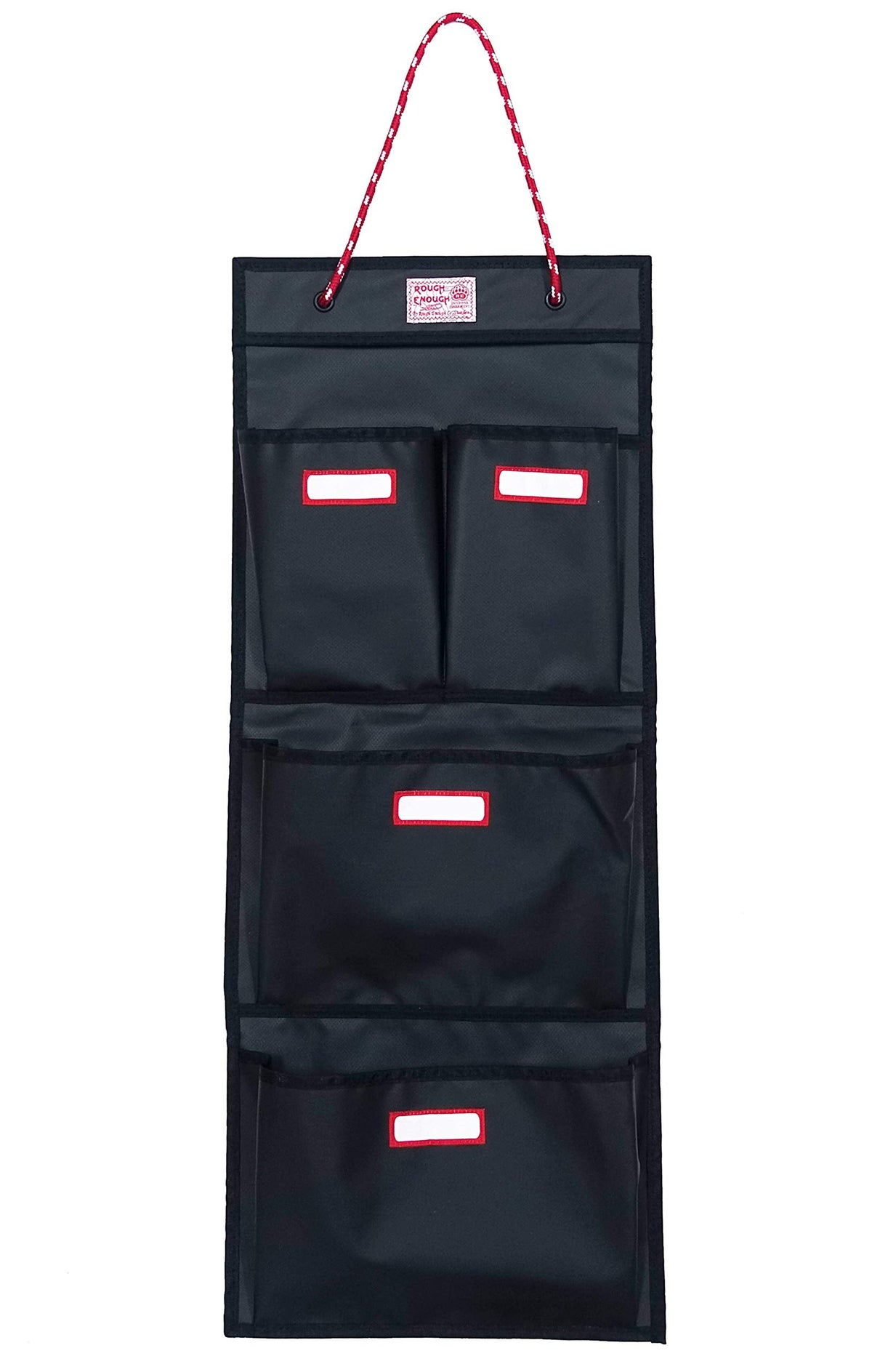 Rough Enough Locker Organizer Hanging Accessories Storage Organization with 4 Pockets for Work Door Gym Wall Black Tarpaulin