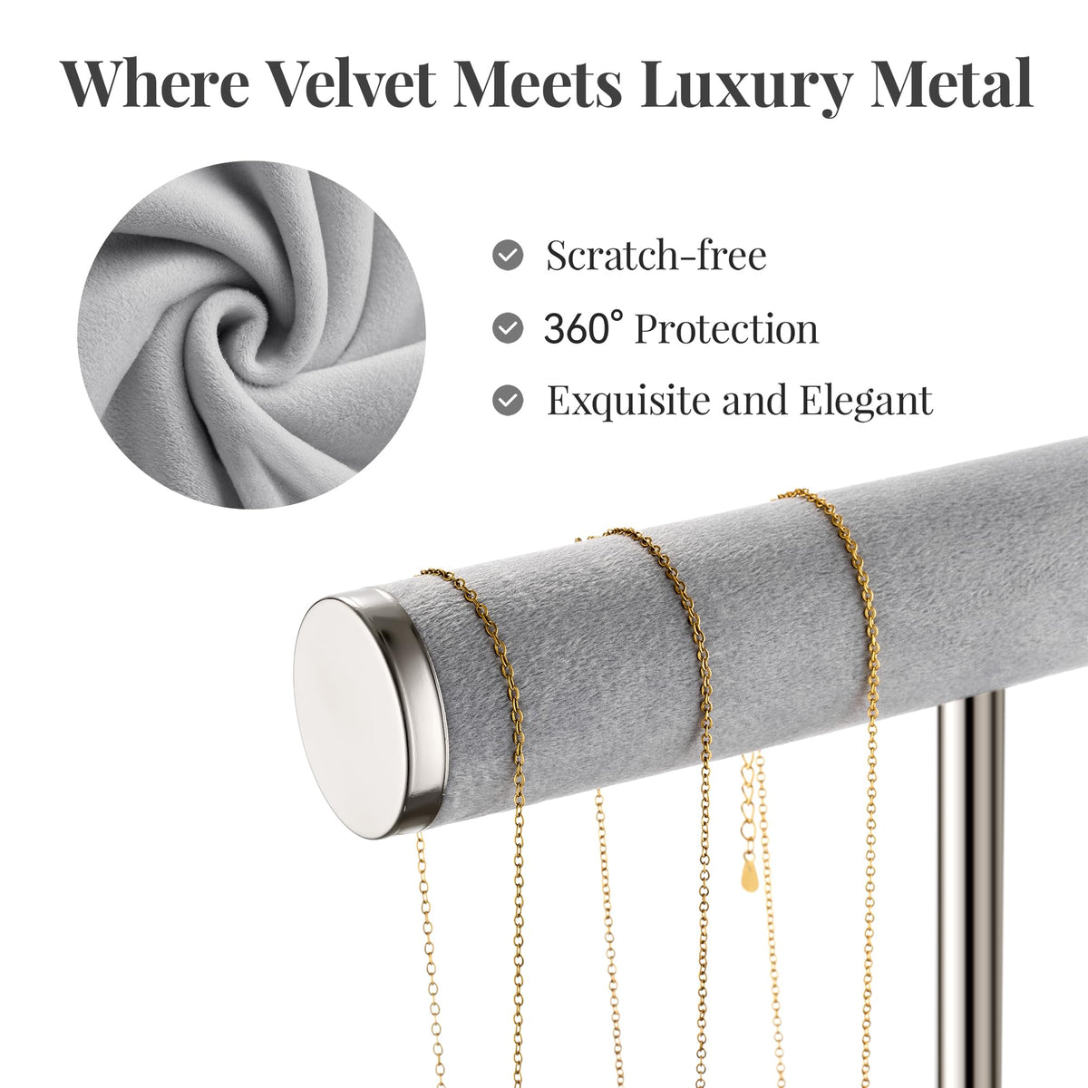 bussdis 2 Tier Bracelet Holder Display - Detachable T Bar Grey Velvet Bracelet Holder, Jewelry Holder Organizer for Bracelet, Necklace, Earrings, Rings