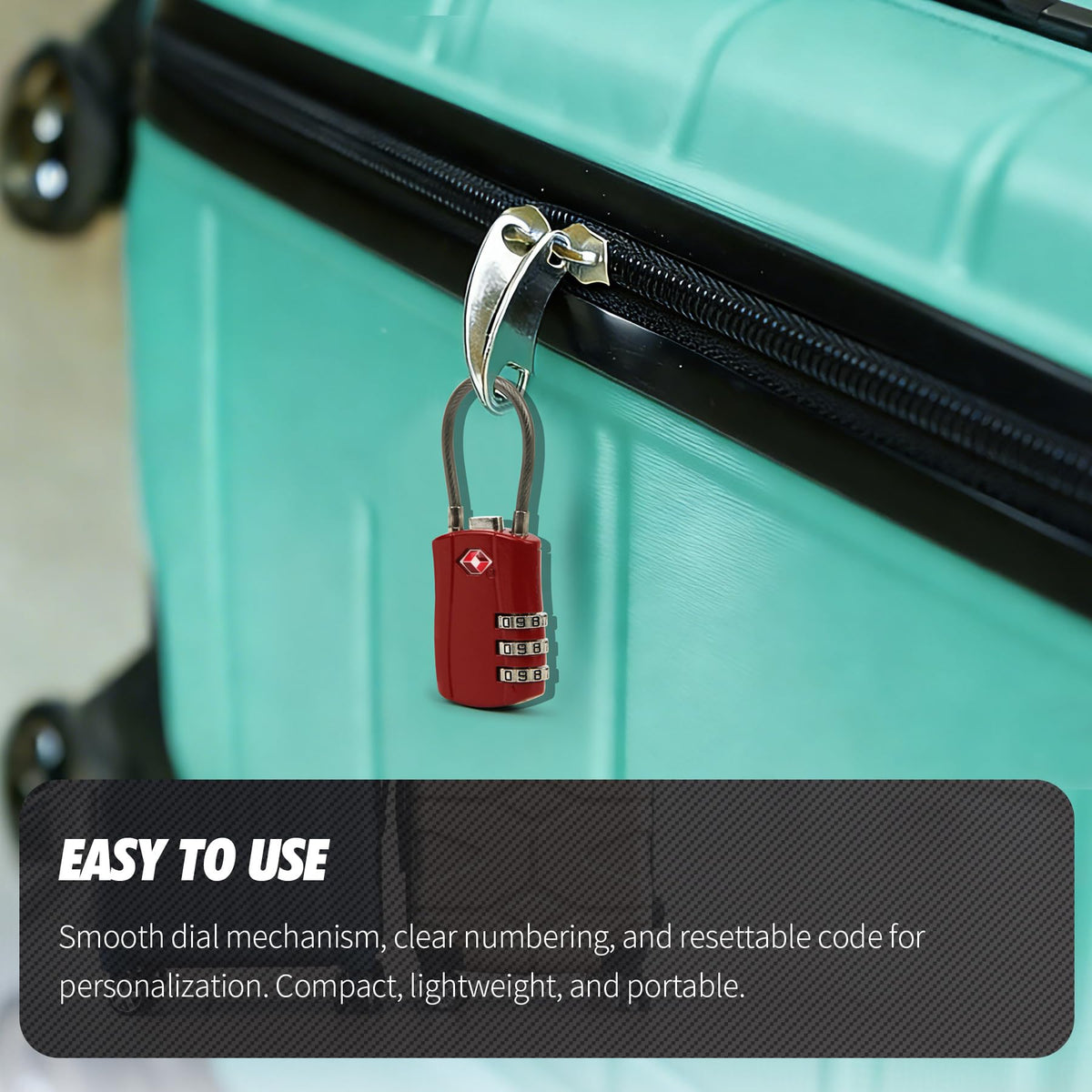 Zoofen 2 Pack Cable Luggage Locks TSA Approved,3-Digit Combination Lock with Alloy Body,TSA Accepted Padlock for Luggage/Suitcase/Backpack/Lockers/Bags/Gym(ZJY-821,Red)