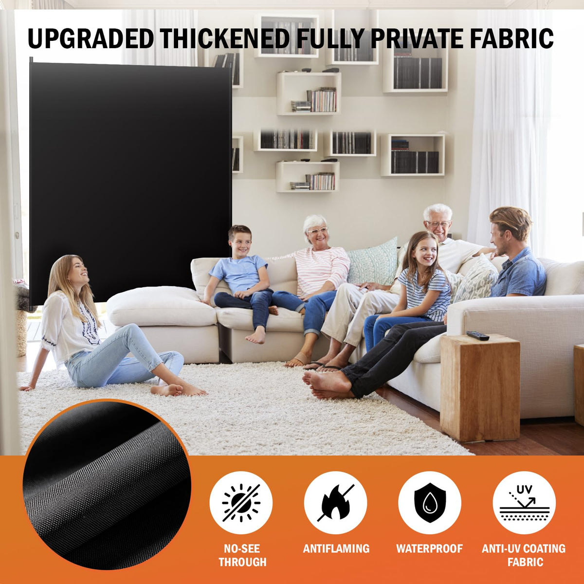Room Divider Panel, 100% Blackout Privacy Screens with Wider Feet, 5Ft x 6FT Portable Room Partition for Room Separator, Room Divider Screen Partition Room Dividers Freestanding