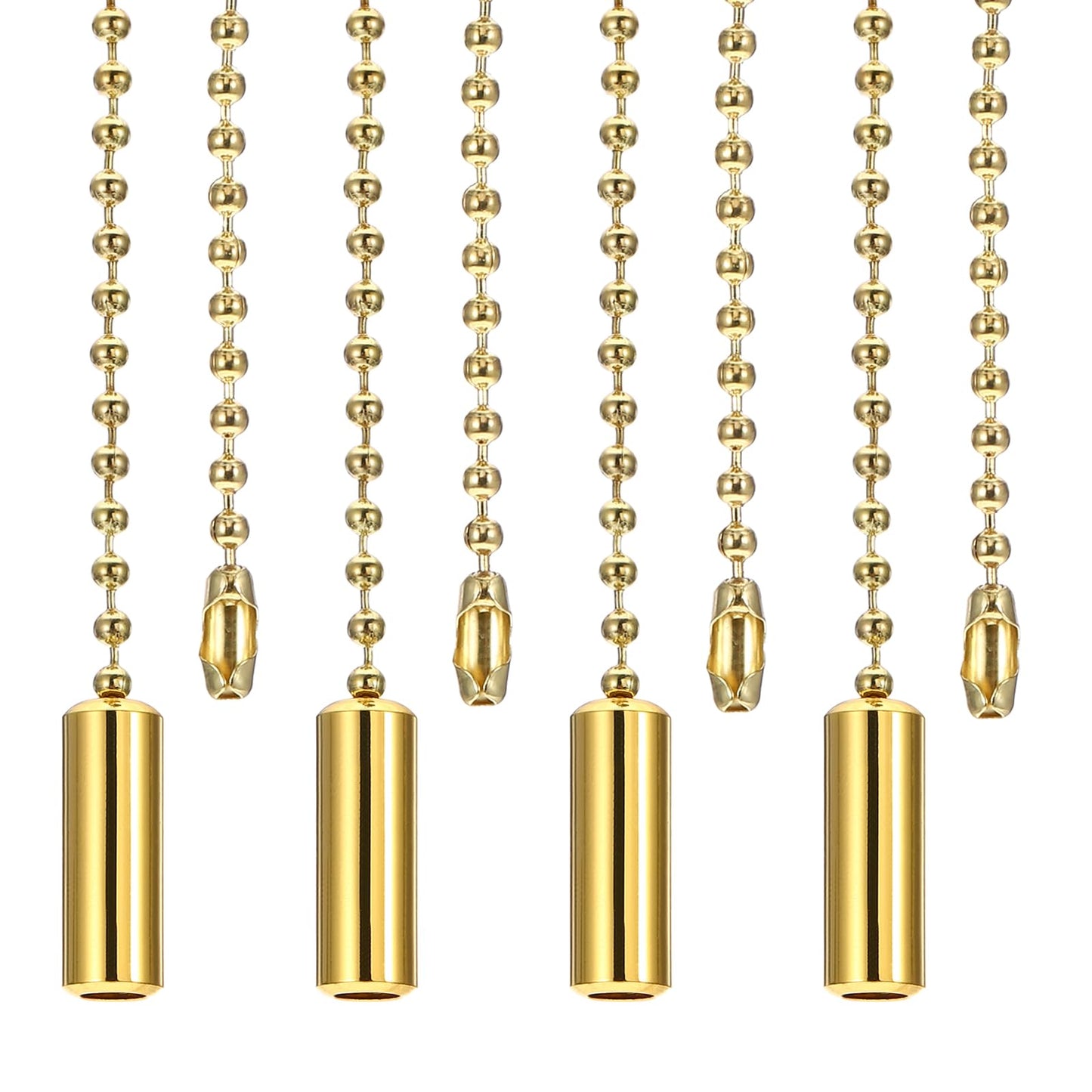 PATIKIL 1M 3.3ft Ceiling Fan Pull Chain, 4 Pcs Beaded Pulls Cord Extender Cylinder Pendant for Fan Light Chandelier Table Lamp Pulling Switch, Gold Tone
