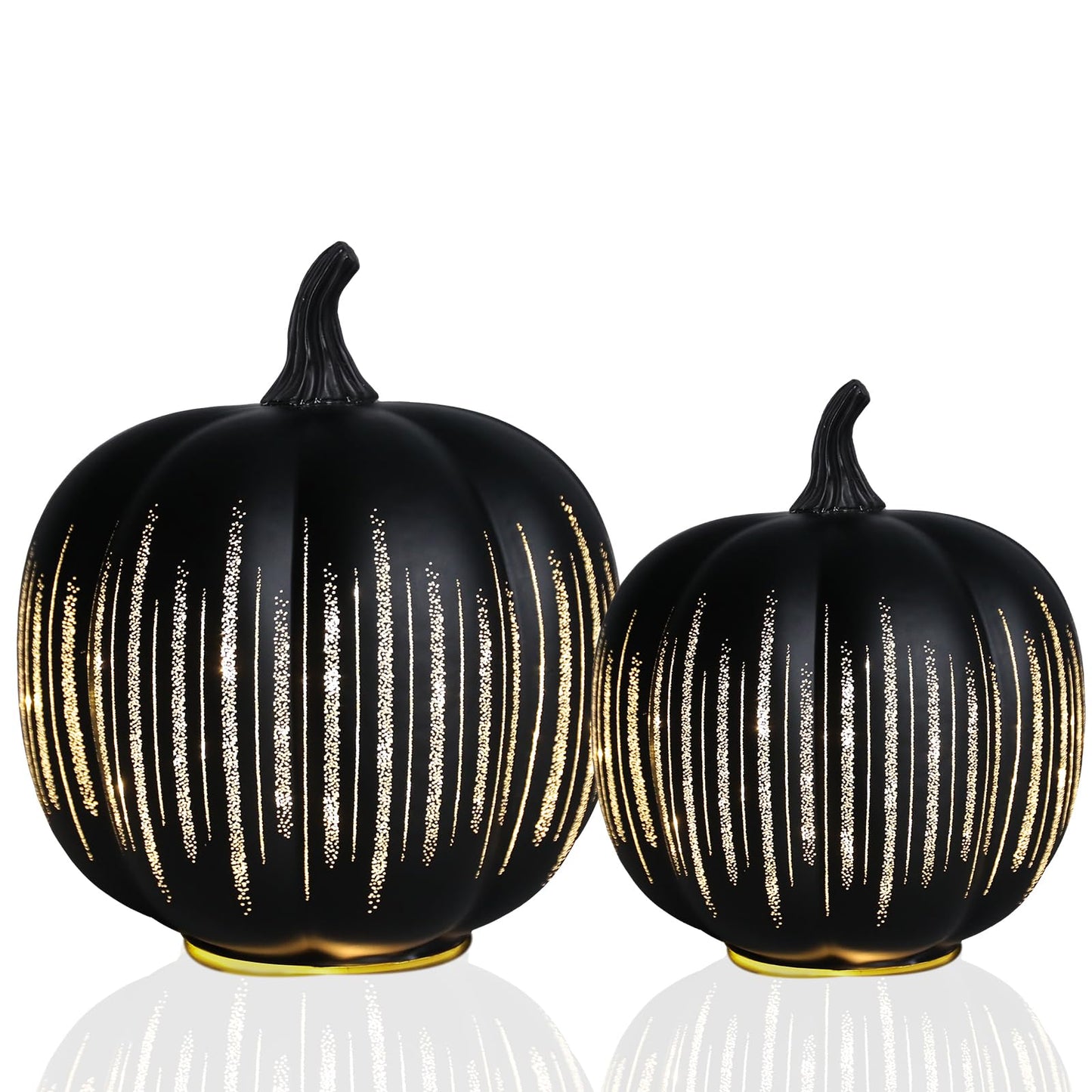 Halloween Decorations Indoor Halloween Pumpkins Illuminated Starry Night Fall Glass Pumpkin for Thanksgiving Fireplace Tabletop Party Home Bedroom Decor Gift 2 Pack