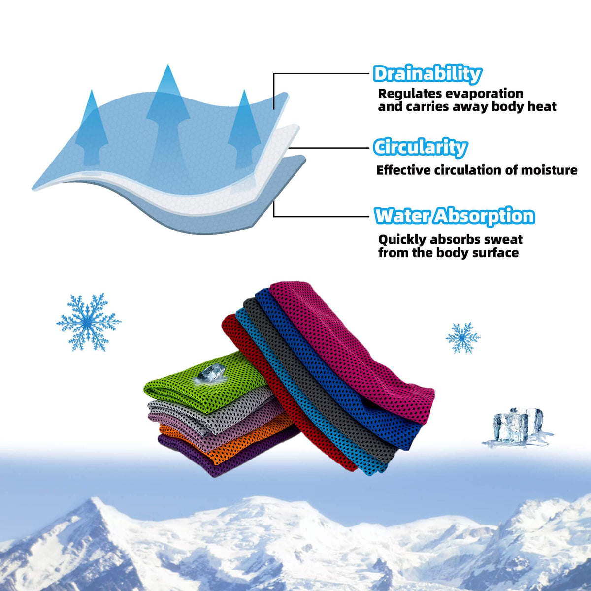 AWOWZ 10 Pack Cooling Towels, Soft Breathable Sweat Ice Towel for Sports, Yoga, Gym, Golf, Camping, Running, Fitness, Workout & More Activities
