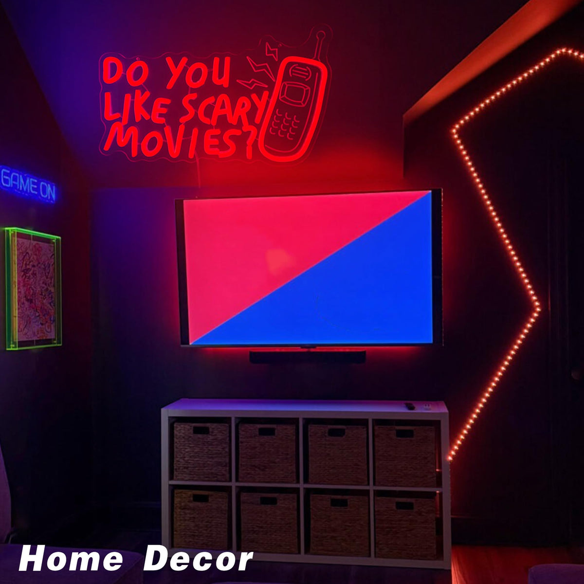 Horror Movie Decor Neon Sign Do You Like Scary Movies Neon Light Dimmable Gothic Led Light Up Signs for Movie Room, Halloween, Gothic Themed Parties Decoration Gifts(15 * 9.3inch)