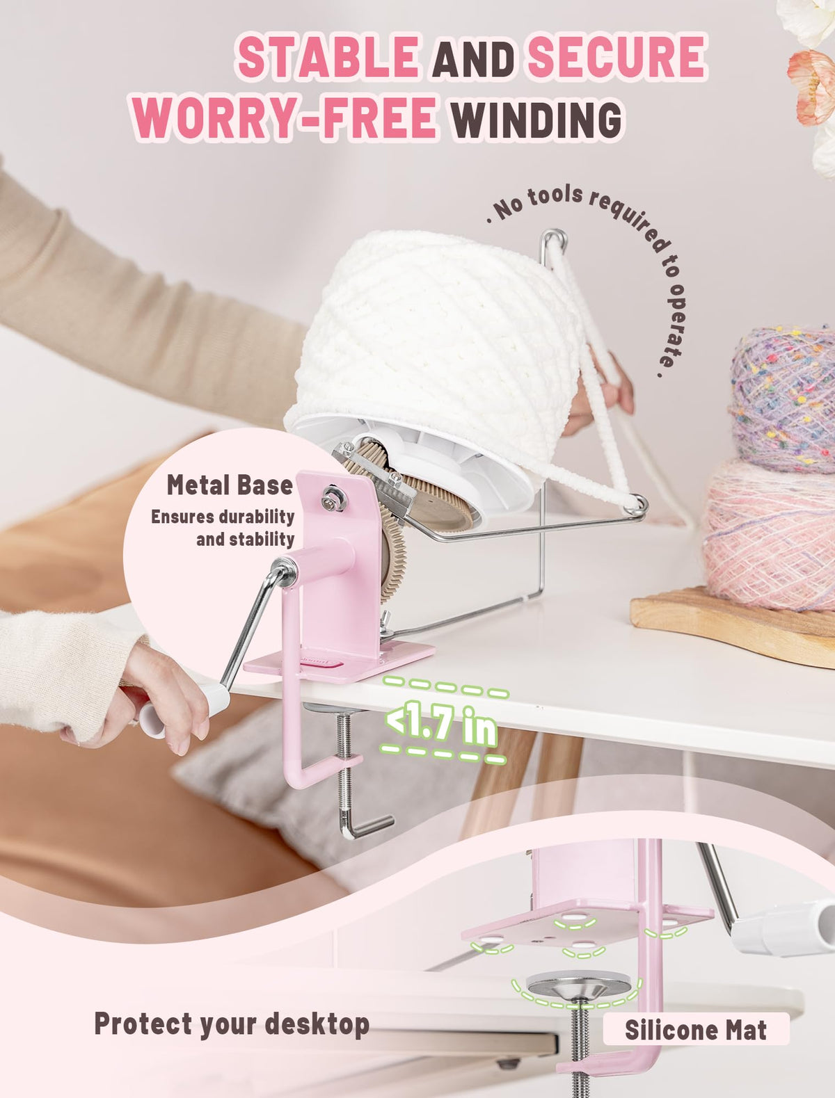 INMAKER Yarn Winder, 10oz Yarn Ball Winder Large Capacity for Crocheting, Yarn Spinner for Yarn Cake Maker