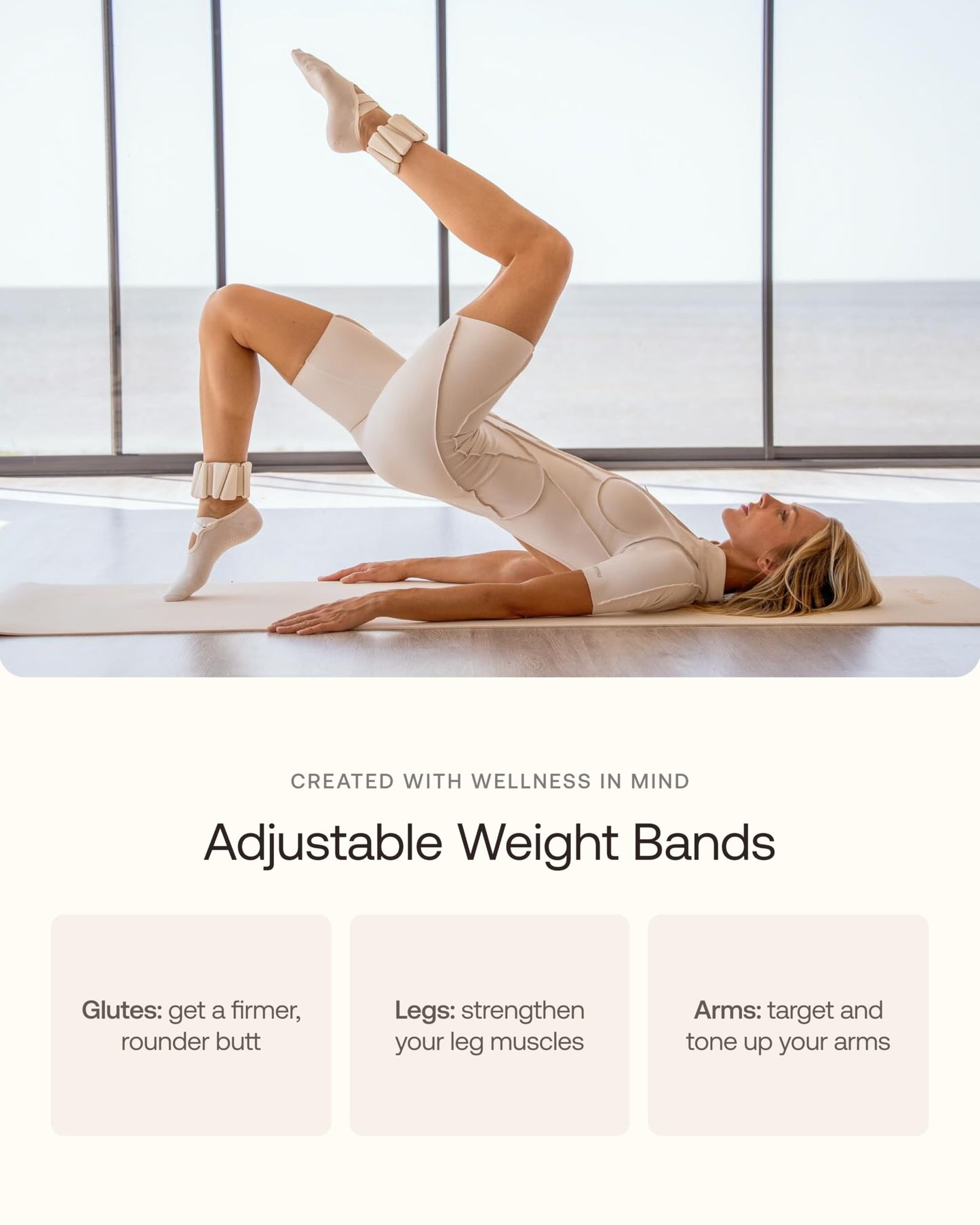 BetterMe Bubble Butt Kit – Pilates Ring, Weight Bands, Soft Ball & Loop Bands – Glute Training Pilates Kit for Women – Home Workout Pilates Equipment Set (Butter Yellow)