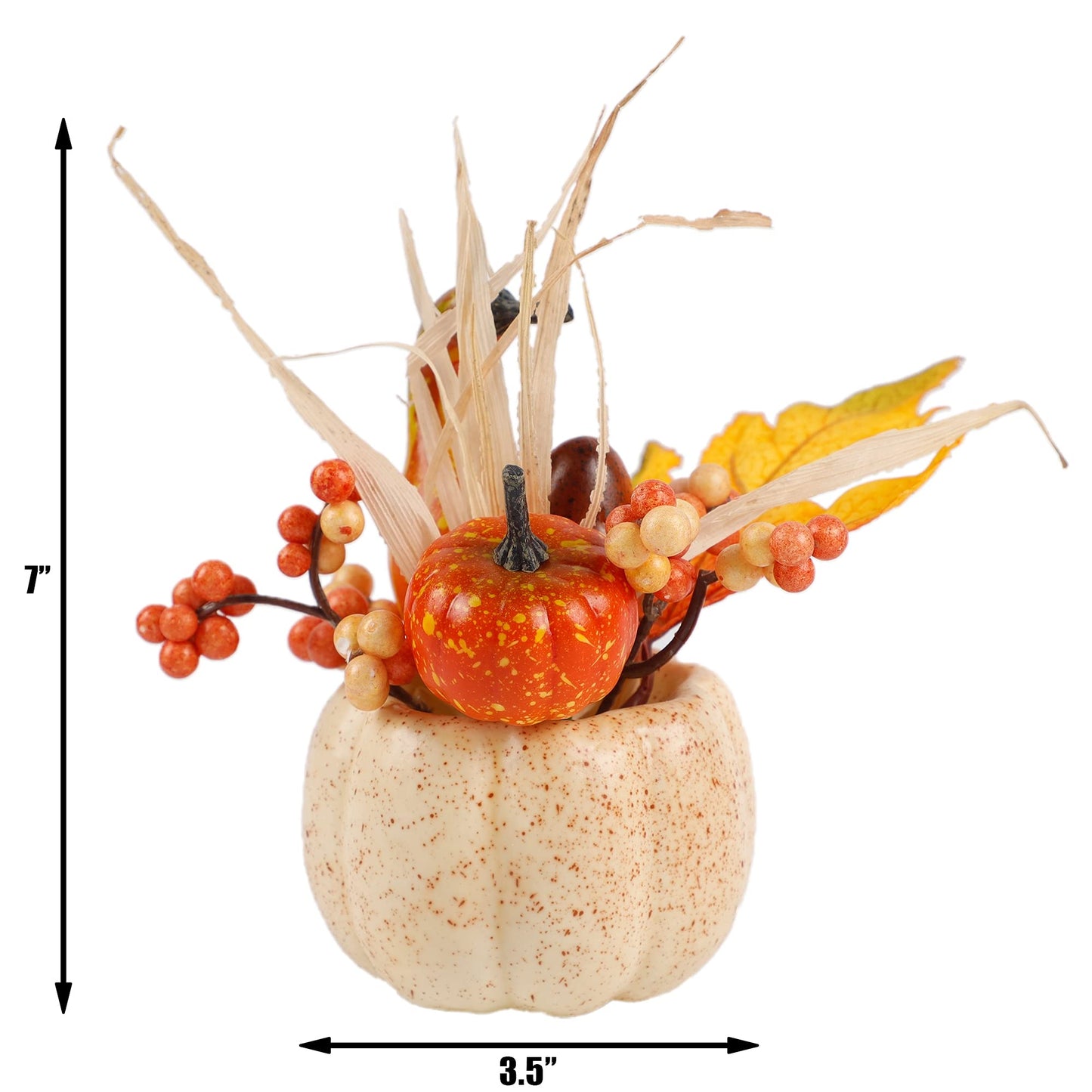 winemana Fall Decorations for Home - Set of 6 Artificial Pumpkin, Berry & Pine Cone Table Centerpiece for Office, Thanksgiving, Bathroom Kitchen Autumn Decor
