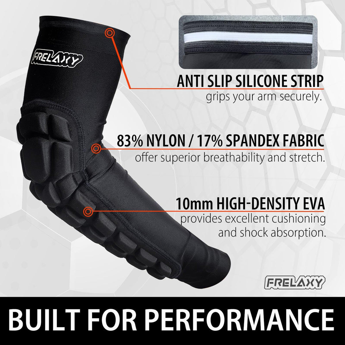 Frelaxy Padded Elbow Forearm Sleeves 2 Pack Compression Crashproof Arm Pads for Football Basketball Volleyball Soccer (Black, S)