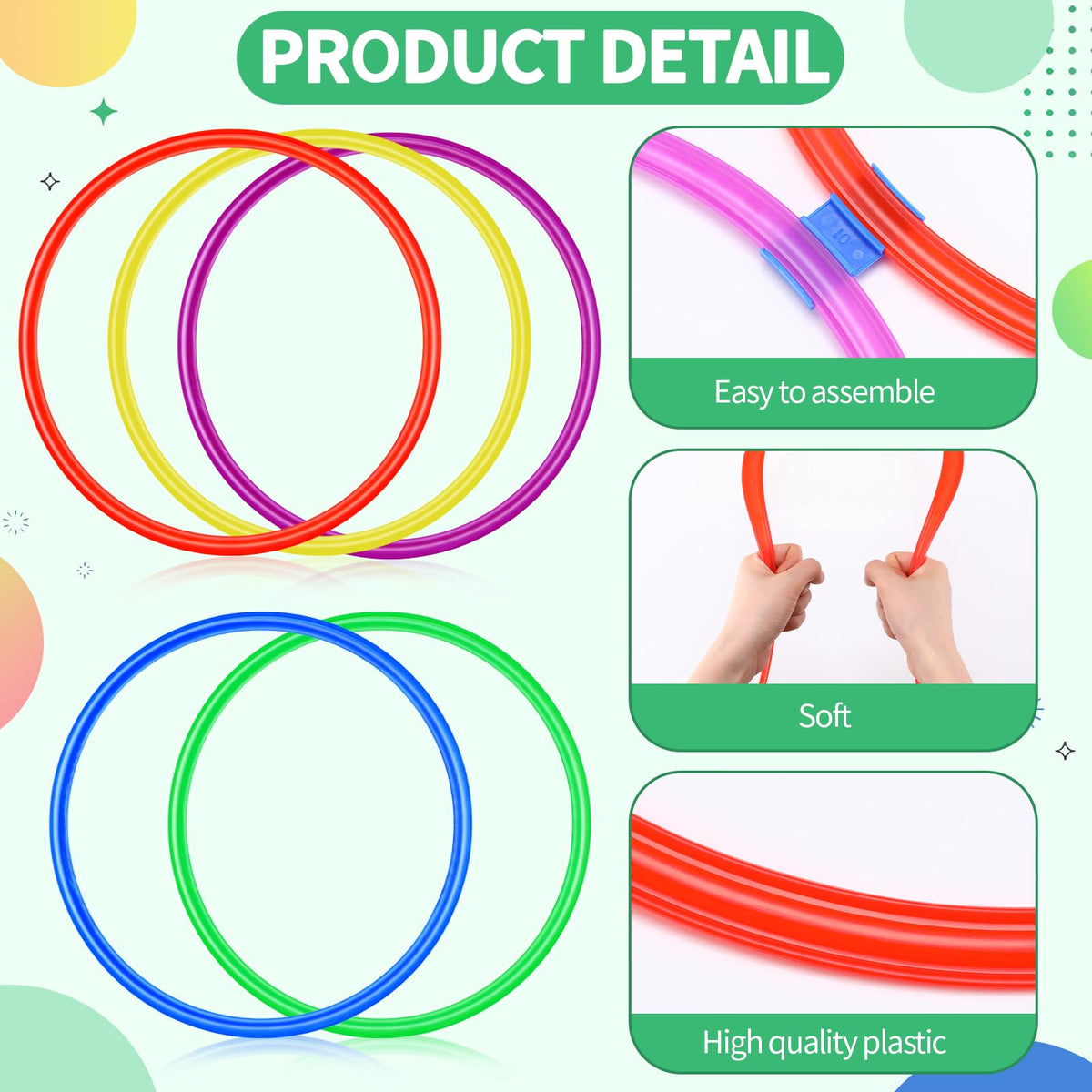 Silipull 30 Pcs Agility Rings Speed and Agility Training Rings 15" Exercise Speed Circle Jumping Hoops for Training Throwing Equipment (Yellow/Blue/red/Green/Purple)